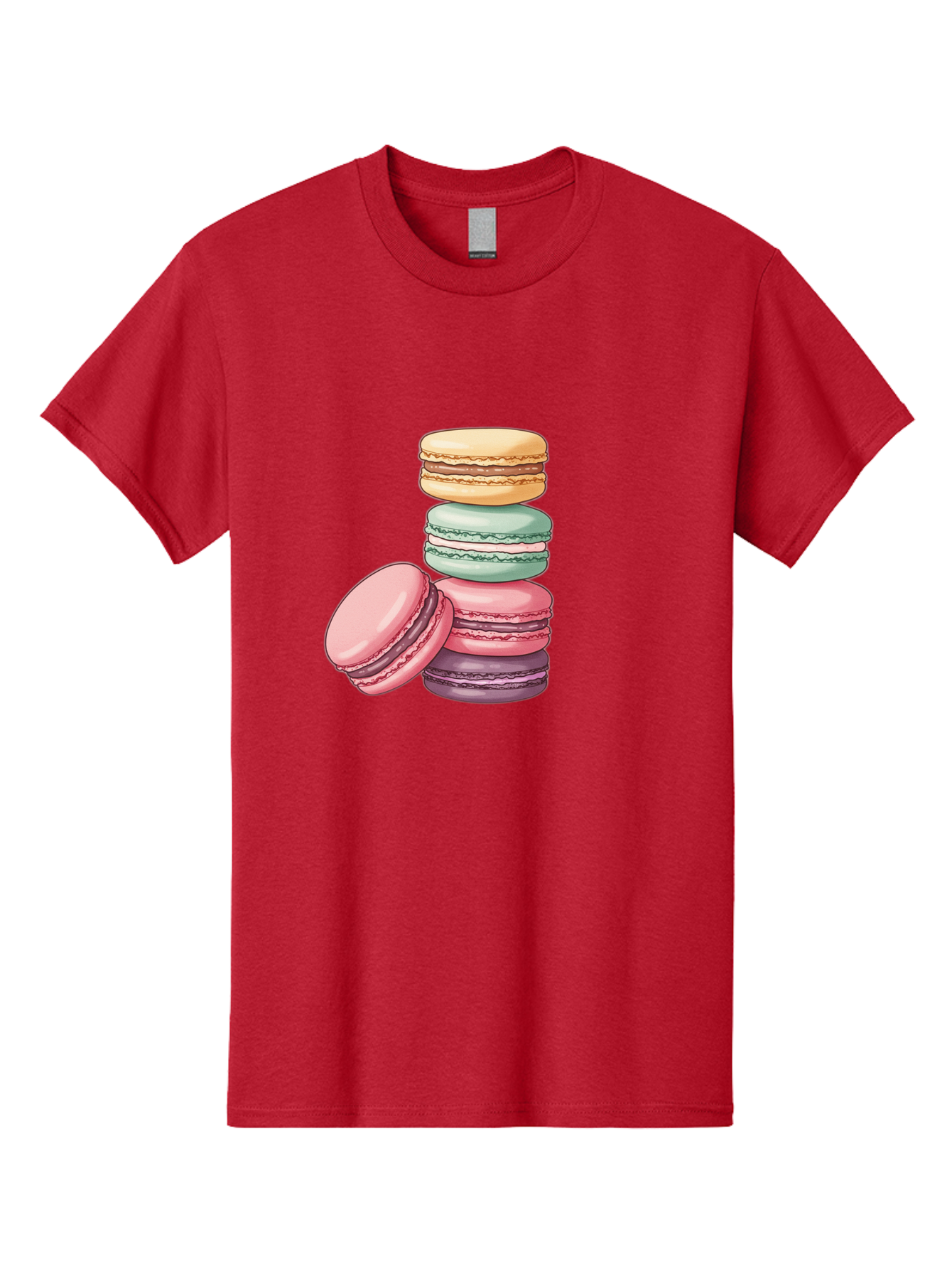 Macarons-4 Men'S Graphic Tee, 100% Cotton, Comfortable Casual Summer Wear, Machine Washable, Stack Of Colorful Macarons, Pastel Colors, Sweet Treats, Dessert, Baked Goods, French Patisserie, Macaron Stack, French Dessert, Colorful Sweets, Baa948