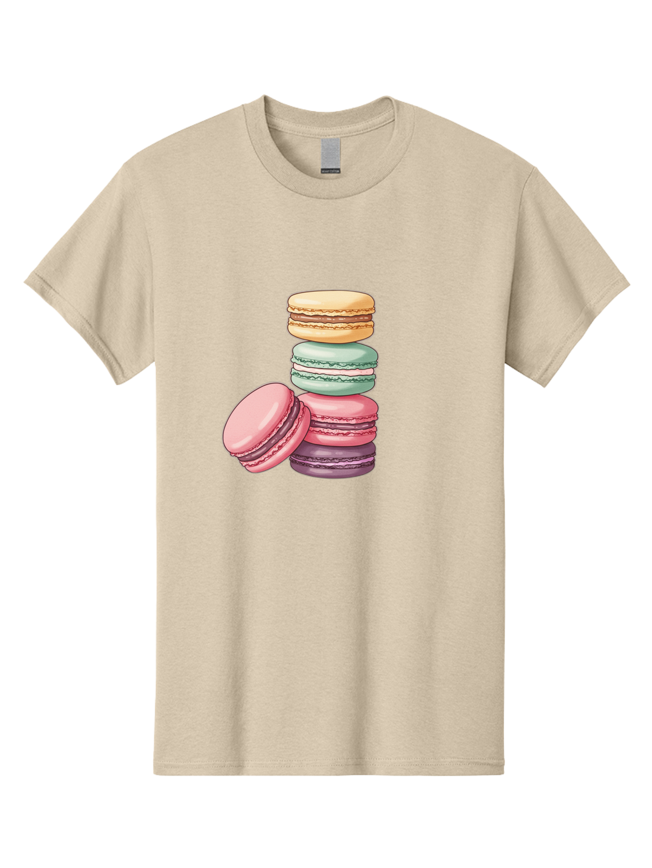 Macarons-4 Men'S Graphic Tee, 100% Cotton, Comfortable Casual Summer Wear, Machine Washable, Stack Of Colorful Macarons, Pastel Colors, Sweet Treats, Dessert, Baked Goods, French Patisserie, Macaron Stack, French Dessert, Colorful Sweets, Baa948