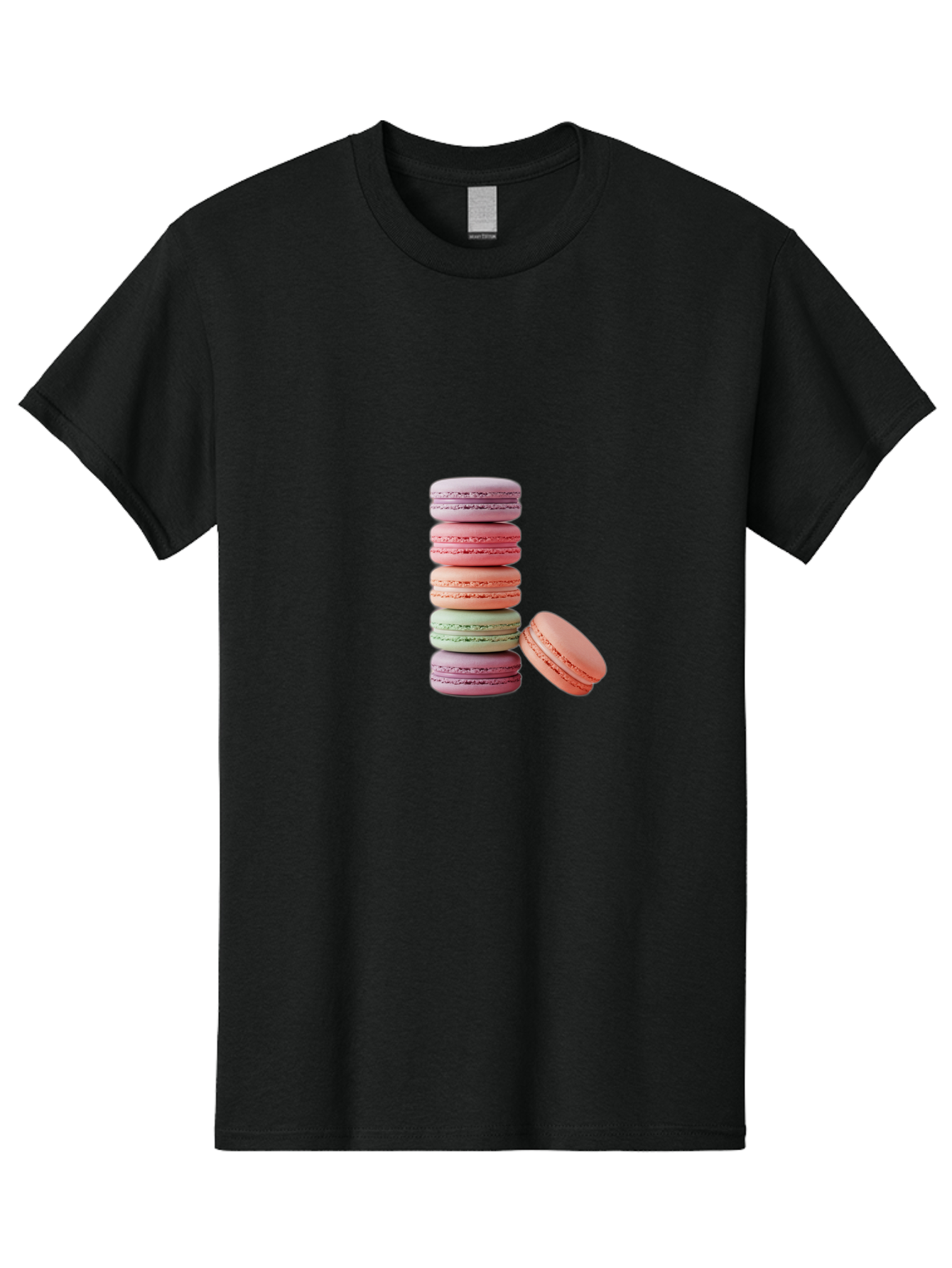 Macarons-Stack Men'S Graphic Tee, 100% Cotton, Comfortable Casual Summer Wear, Machine Washable, Colorful Macarons, Stacked Macarons, Pastel Colors, Sweet Treats, French Desserts, Delicate Cookies, Vibrant Hues, Layered Macarons Baa959