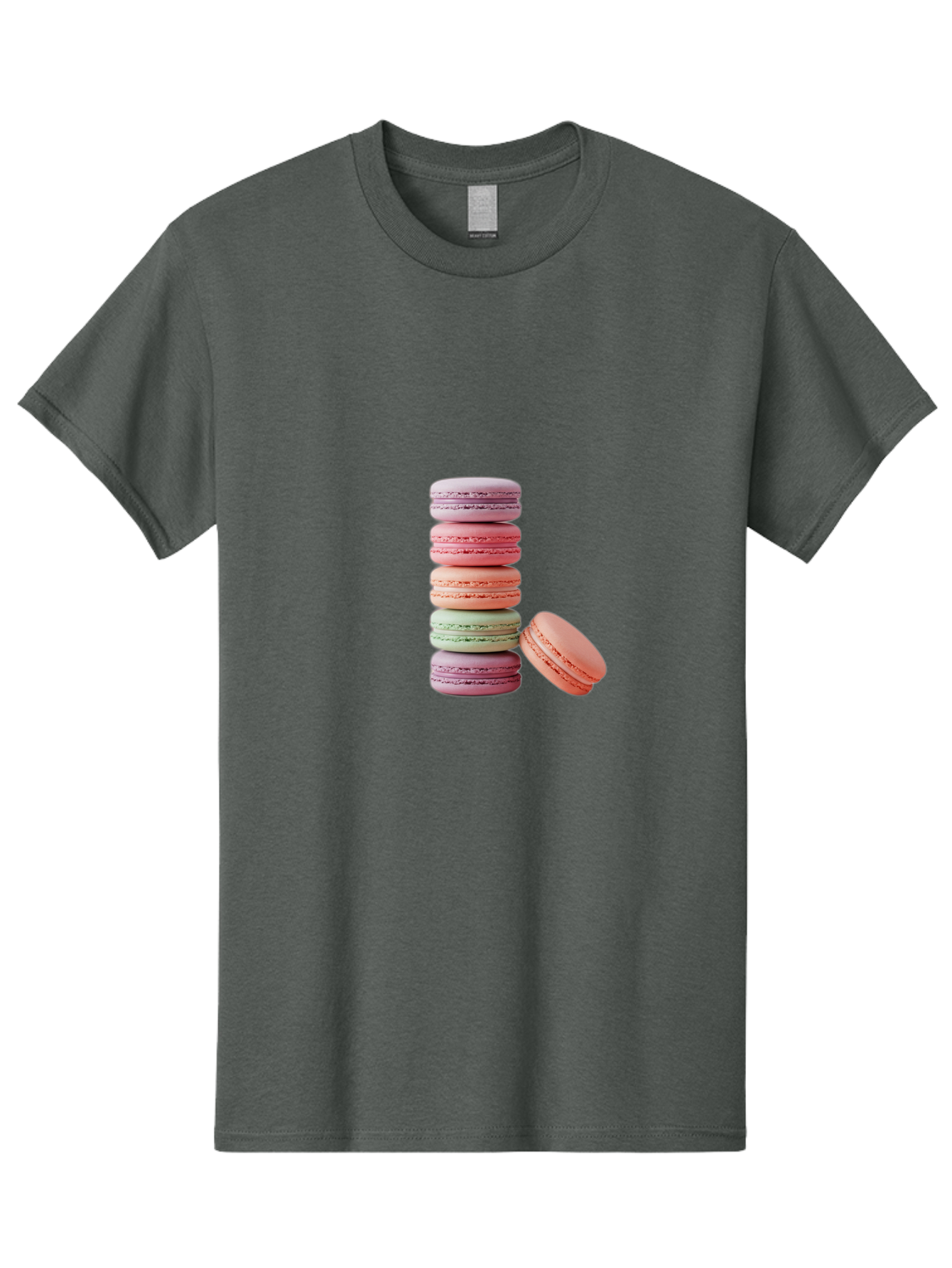 Macarons-Stack Men'S Graphic Tee, 100% Cotton, Comfortable Casual Summer Wear, Machine Washable, Colorful Macarons, Stacked Macarons, Pastel Colors, Sweet Treats, French Desserts, Delicate Cookies, Vibrant Hues, Layered Macarons Baa959