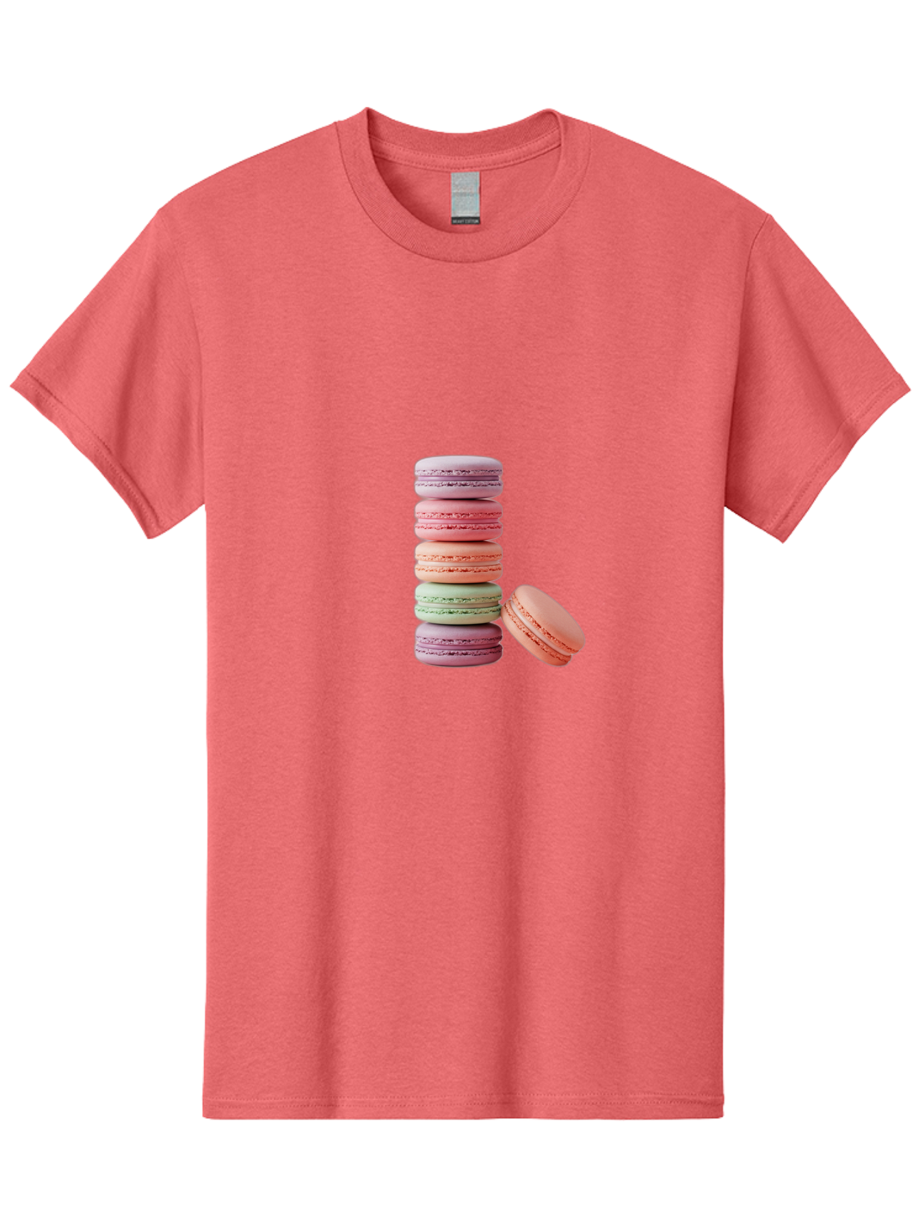 Macarons-Stack Men'S Graphic Tee, 100% Cotton, Comfortable Casual Summer Wear, Machine Washable, Colorful Macarons, Stacked Macarons, Pastel Colors, Sweet Treats, French Desserts, Delicate Cookies, Vibrant Hues, Layered Macarons Baa959