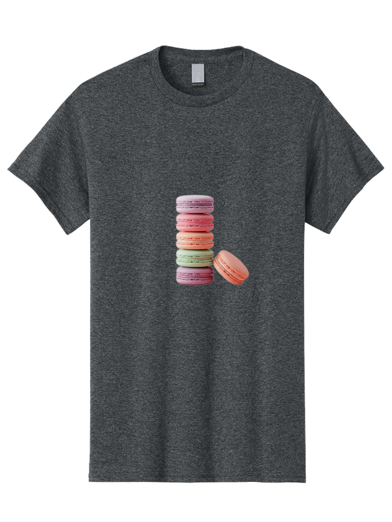 Macarons-Stack Men'S Graphic Tee, 100% Cotton, Comfortable Casual Summer Wear, Machine Washable, Colorful Macarons, Stacked Macarons, Pastel Colors, Sweet Treats, French Desserts, Delicate Cookies, Vibrant Hues, Layered Macarons Baa959