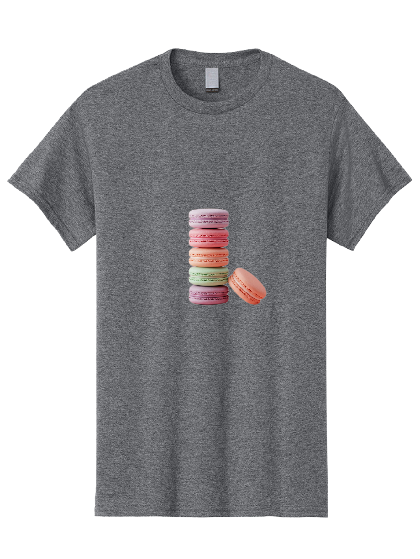 Macarons-Stack Men'S Graphic Tee, 100% Cotton, Comfortable Casual Summer Wear, Machine Washable, Colorful Macarons, Stacked Macarons, Pastel Colors, Sweet Treats, French Desserts, Delicate Cookies, Vibrant Hues, Layered Macarons Baa959
