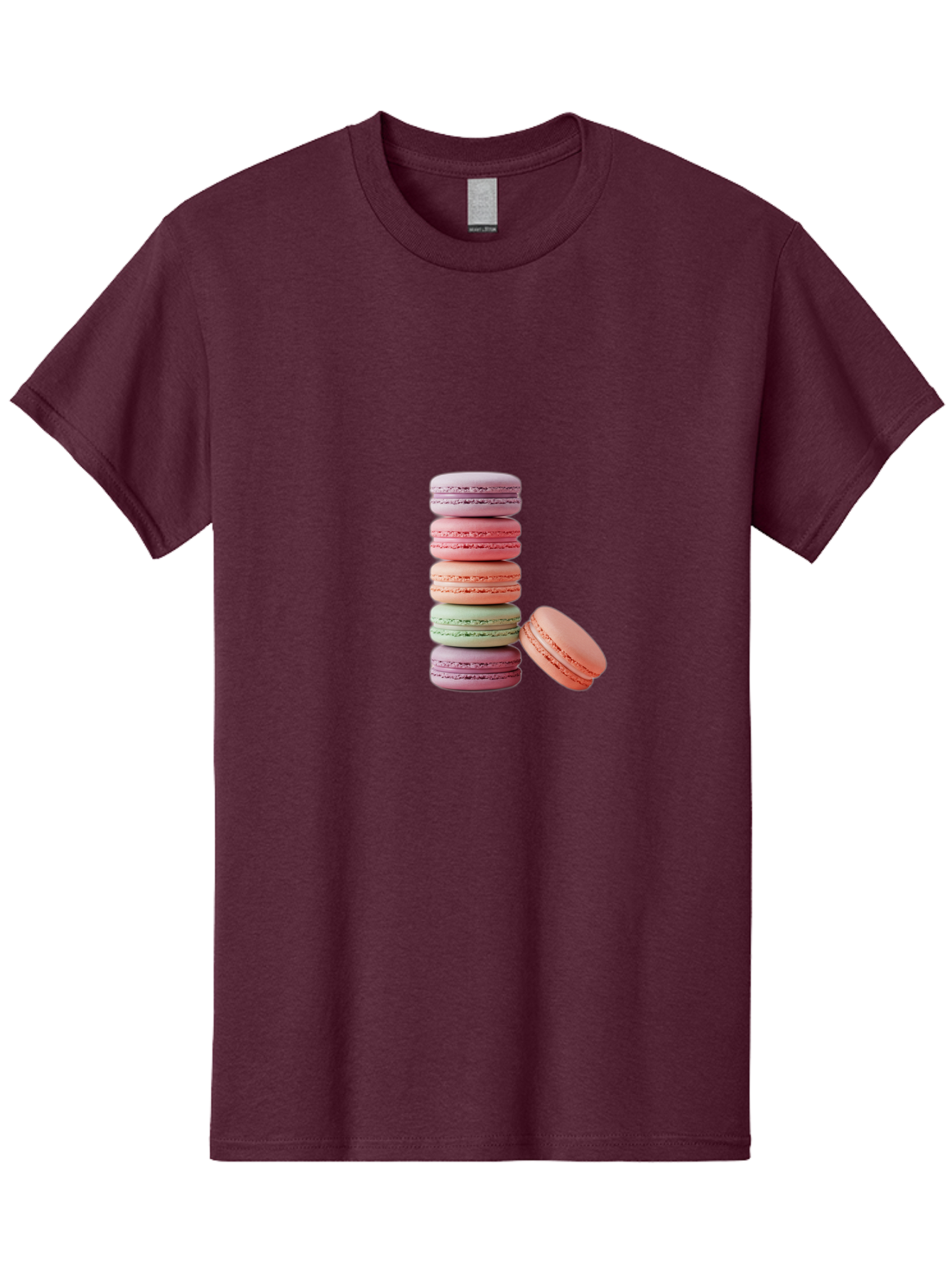 Macarons-Stack Men'S Graphic Tee, 100% Cotton, Comfortable Casual Summer Wear, Machine Washable, Colorful Macarons, Stacked Macarons, Pastel Colors, Sweet Treats, French Desserts, Delicate Cookies, Vibrant Hues, Layered Macarons Baa959