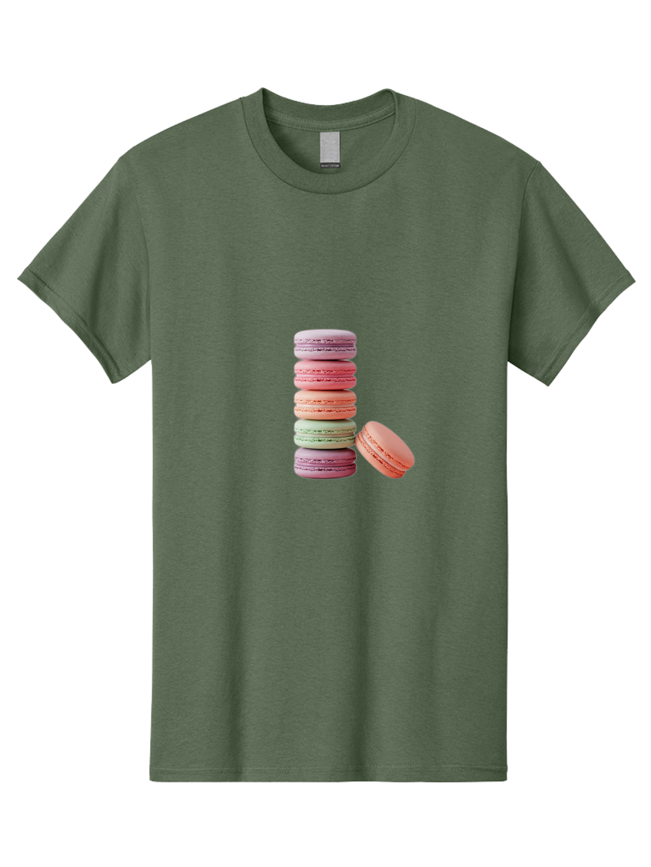 Macarons-Stack Men'S Graphic Tee, 100% Cotton, Comfortable Casual Summer Wear, Machine Washable, Colorful Macarons, Stacked Macarons, Pastel Colors, Sweet Treats, French Desserts, Delicate Cookies, Vibrant Hues, Layered Macarons Baa959