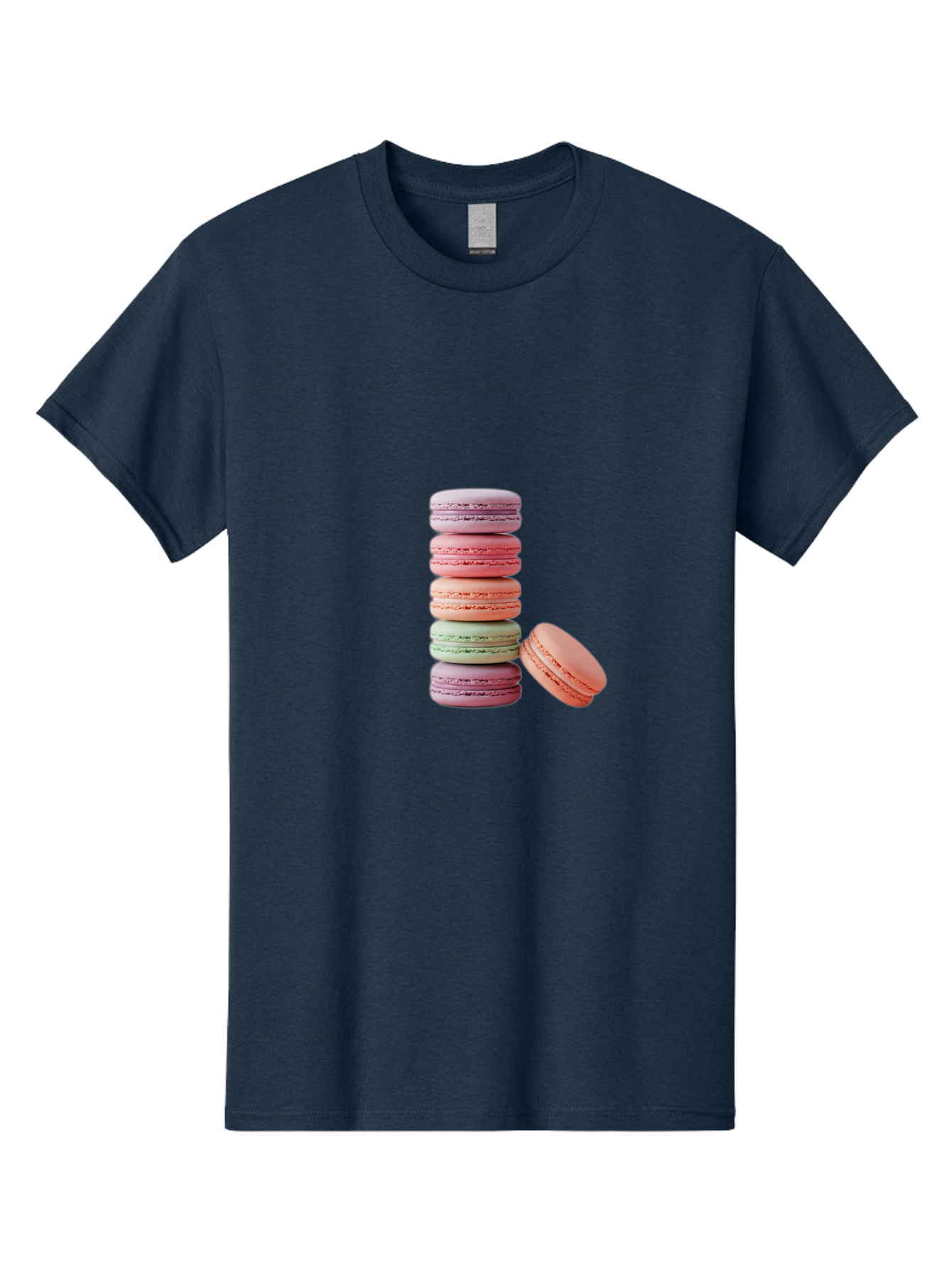 Macarons-Stack Men'S Graphic Tee, 100% Cotton, Comfortable Casual Summer Wear, Machine Washable, Colorful Macarons, Stacked Macarons, Pastel Colors, Sweet Treats, French Desserts, Delicate Cookies, Vibrant Hues, Layered Macarons Baa959
