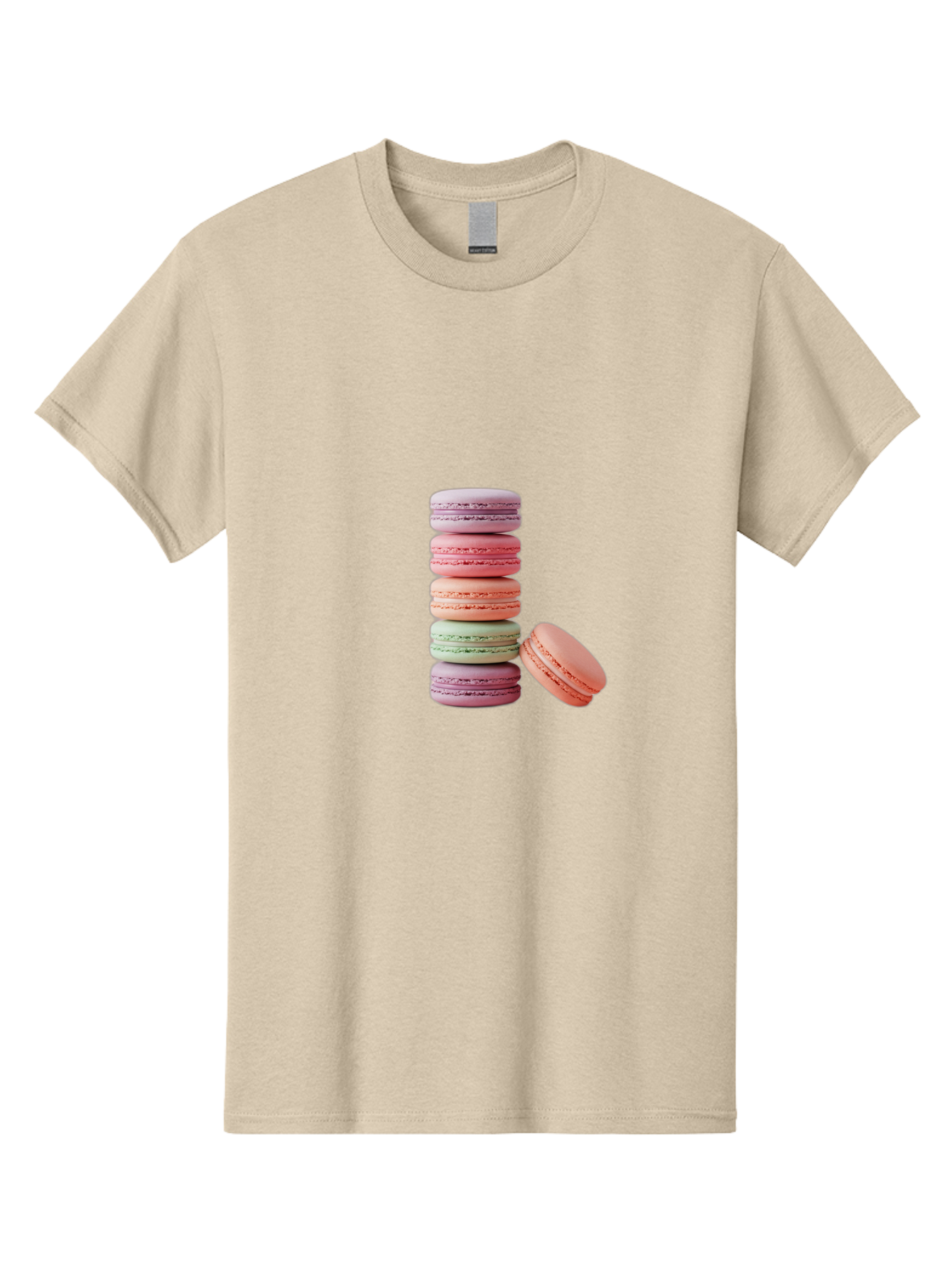 Macarons-Stack Men'S Graphic Tee, 100% Cotton, Comfortable Casual Summer Wear, Machine Washable, Colorful Macarons, Stacked Macarons, Pastel Colors, Sweet Treats, French Desserts, Delicate Cookies, Vibrant Hues, Layered Macarons Baa959