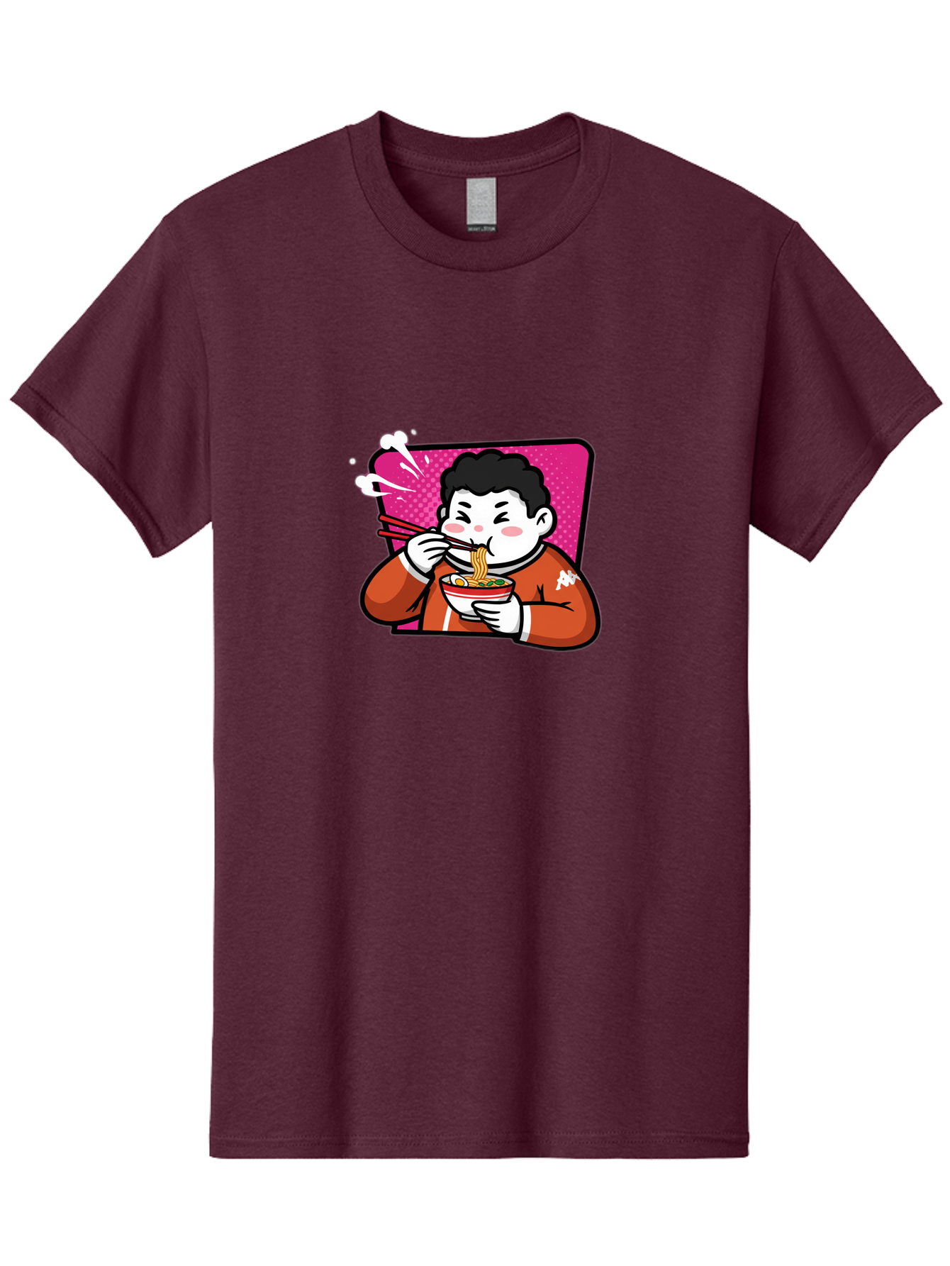 Man-Eating-Ramen Men'S Graphic Tee, 100% Cotton, Comfortable Casual Summer Wear, Machine Washable, Cartoon Boy Eating Ramen, Steaming Hot Noodles, Chopsticks In Action, Kawaii Character, Anime Style, Foodie Culture, Asian Cuisine, Baa966