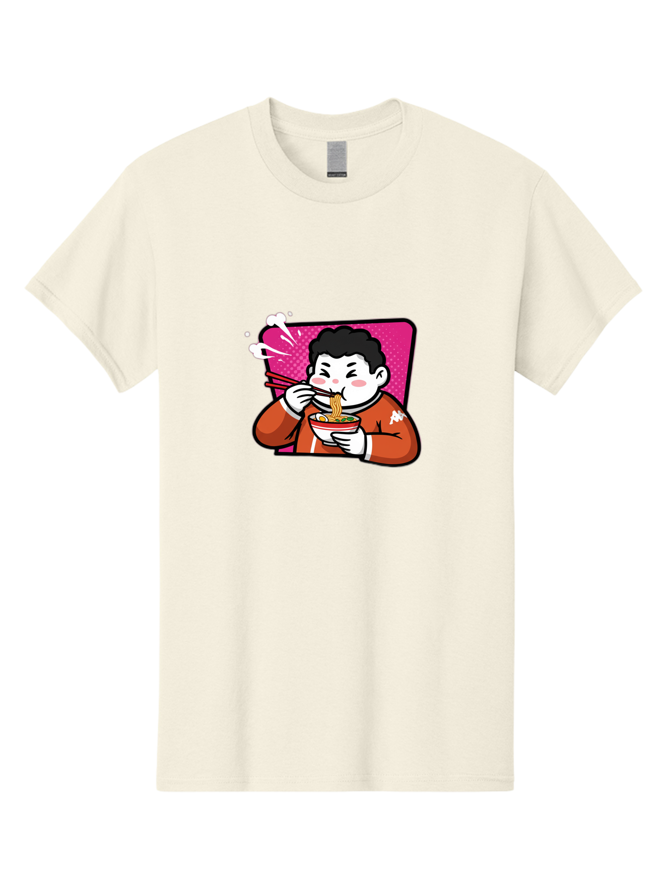 Man-Eating-Ramen Men'S Graphic Tee, 100% Cotton, Comfortable Casual Summer Wear, Machine Washable, Cartoon Boy Eating Ramen, Steaming Hot Noodles, Chopsticks In Action, Kawaii Character, Anime Style, Foodie Culture, Asian Cuisine, Baa966