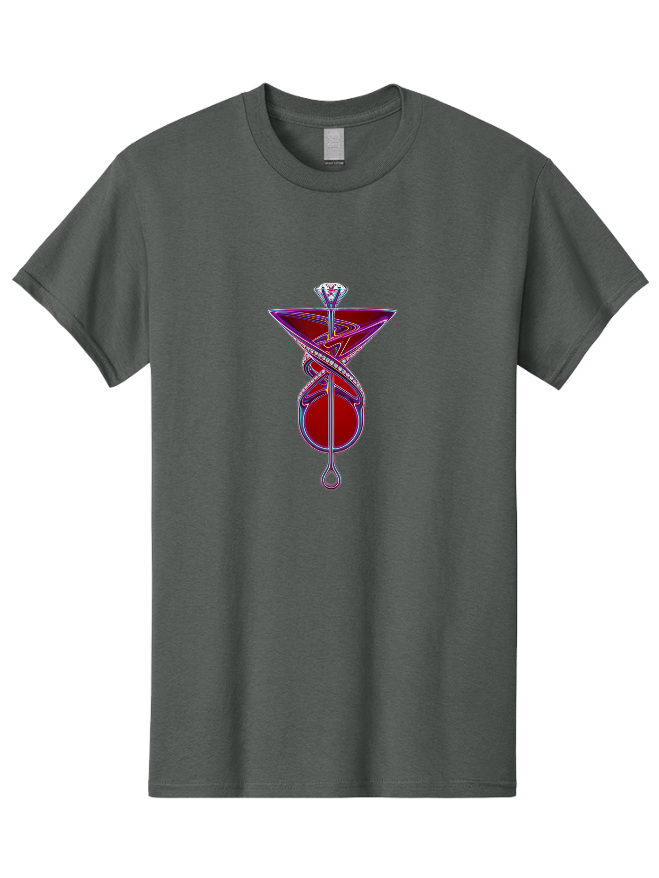 Martini-Glass-With-Snake Men'S Graphic Tee, 100% Cotton, Comfortable Casual Summer Wear, Machine Washable, Martini Glass, Cocktail, Diamond Ring, Luxury, Purple Accents, Red Liquid, Swirling Design, Glamorous, Sophisticated, Celebratory Drink Baa969