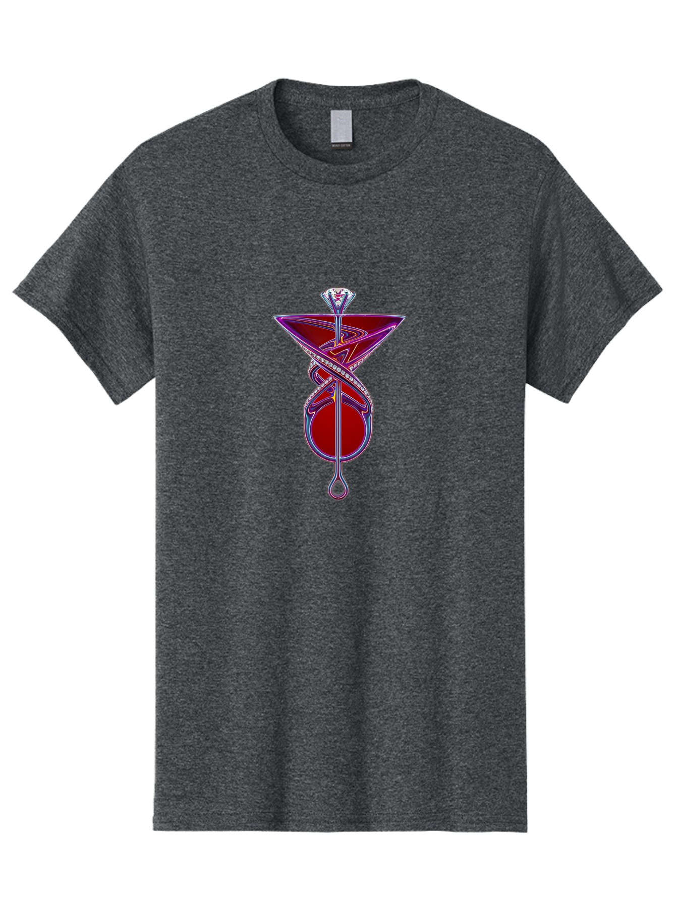 Martini-Glass-With-Snake Men'S Graphic Tee, 100% Cotton, Comfortable Casual Summer Wear, Machine Washable, Martini Glass, Cocktail, Diamond Ring, Luxury, Purple Accents, Red Liquid, Swirling Design, Glamorous, Sophisticated, Celebratory Drink Baa969