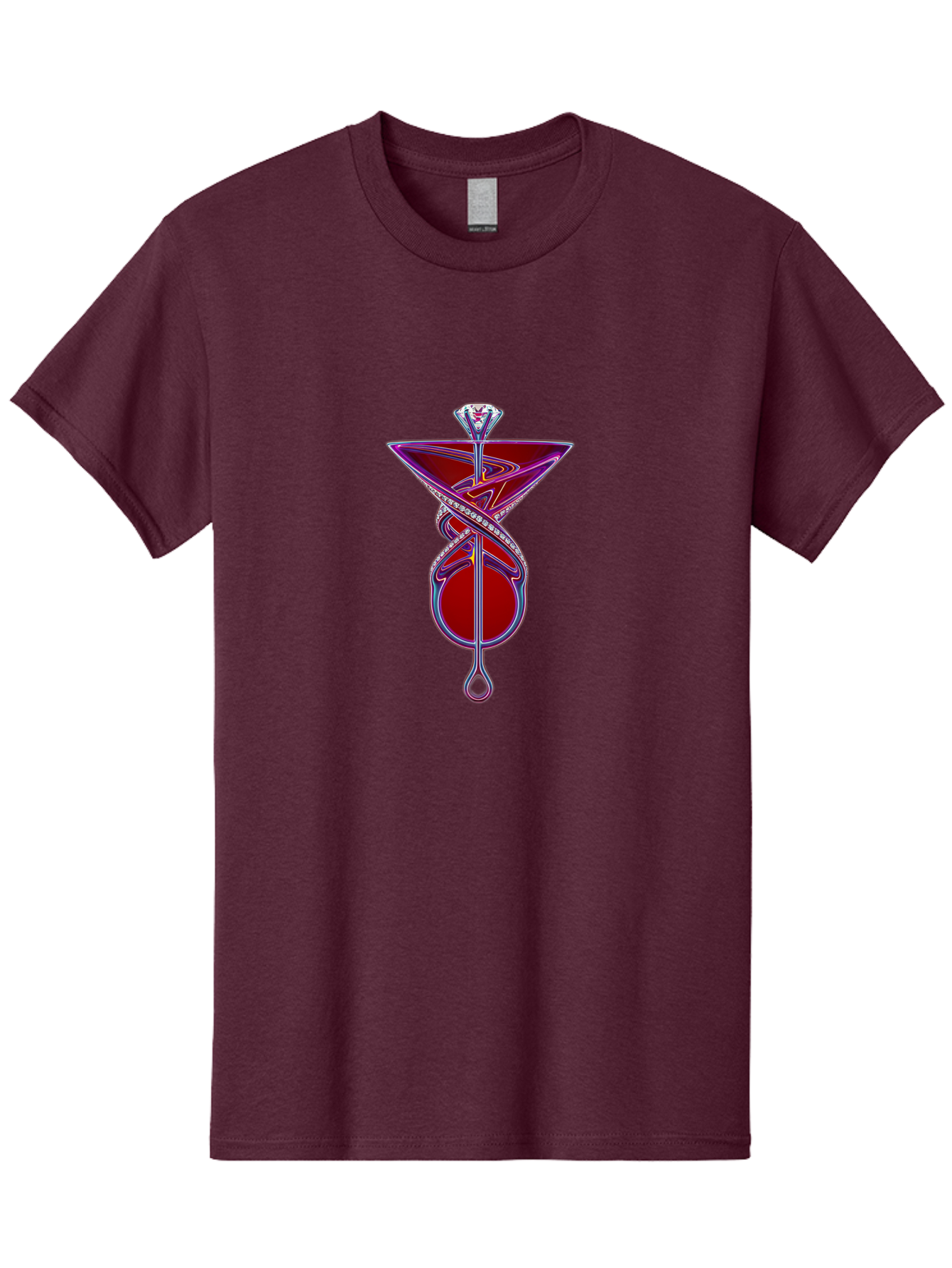 Martini-Glass-With-Snake Men'S Graphic Tee, 100% Cotton, Comfortable Casual Summer Wear, Machine Washable, Martini Glass, Cocktail, Diamond Ring, Luxury, Purple Accents, Red Liquid, Swirling Design, Glamorous, Sophisticated, Celebratory Drink Baa969