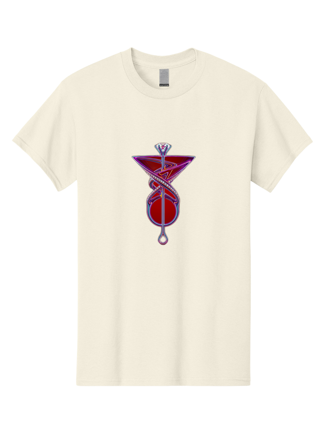 Martini-Glass-With-Snake Men'S Graphic Tee, 100% Cotton, Comfortable Casual Summer Wear, Machine Washable, Martini Glass, Cocktail, Diamond Ring, Luxury, Purple Accents, Red Liquid, Swirling Design, Glamorous, Sophisticated, Celebratory Drink Baa969