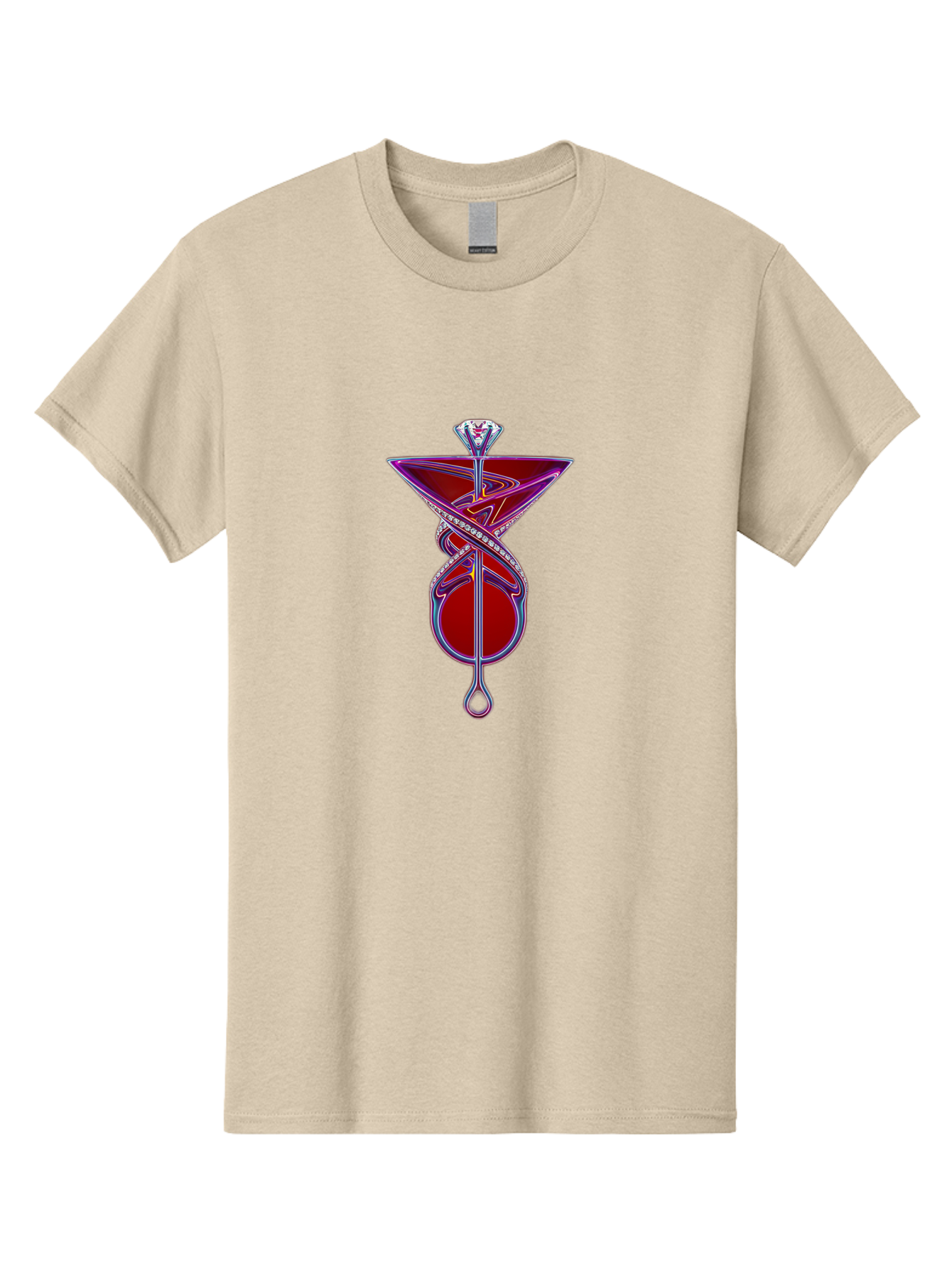 Martini-Glass-With-Snake Men'S Graphic Tee, 100% Cotton, Comfortable Casual Summer Wear, Machine Washable, Martini Glass, Cocktail, Diamond Ring, Luxury, Purple Accents, Red Liquid, Swirling Design, Glamorous, Sophisticated, Celebratory Drink Baa969