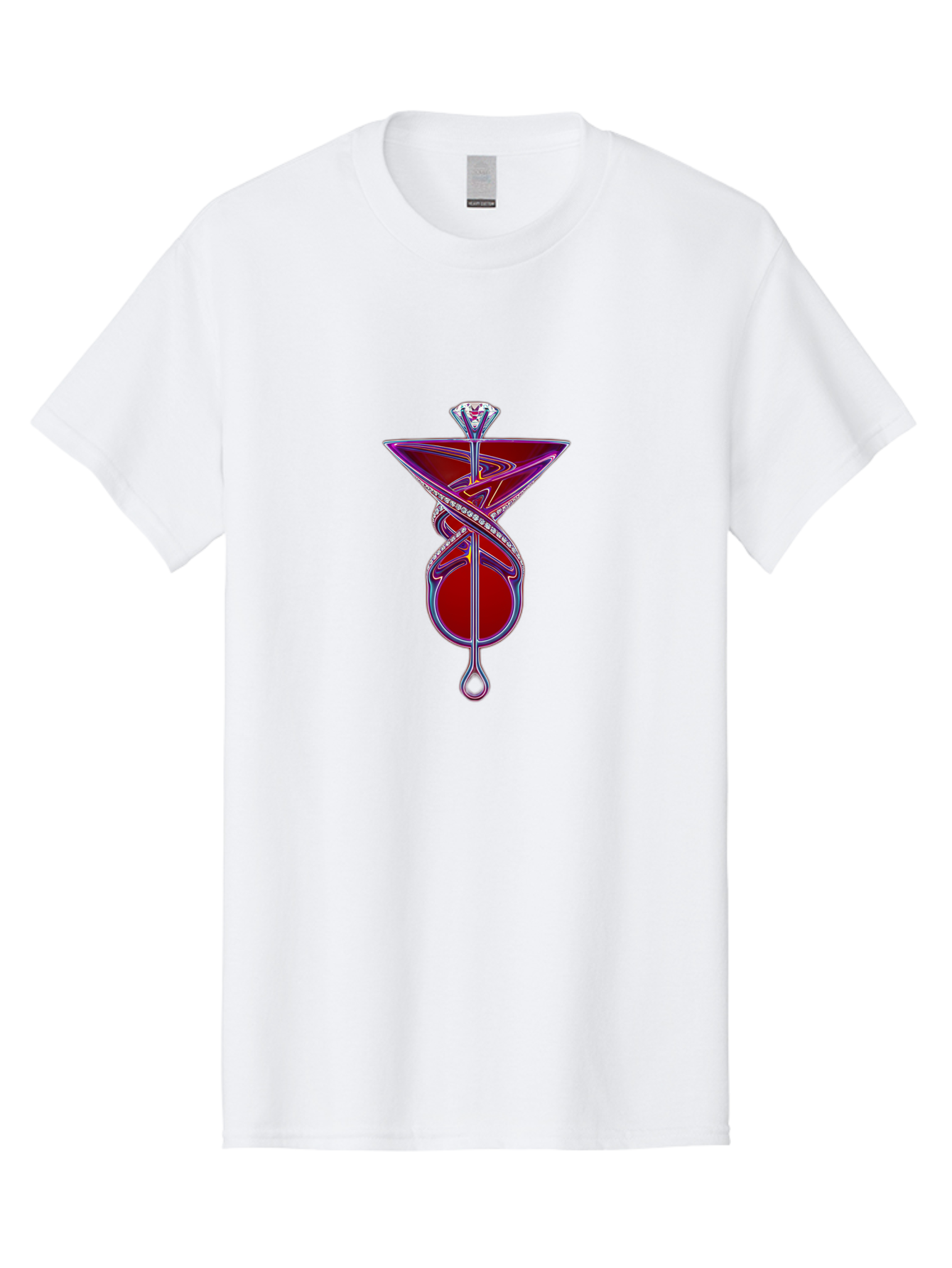 Martini-Glass-With-Snake Men'S Graphic Tee, 100% Cotton, Comfortable Casual Summer Wear, Machine Washable, Martini Glass, Cocktail, Diamond Ring, Luxury, Purple Accents, Red Liquid, Swirling Design, Glamorous, Sophisticated, Celebratory Drink Baa969