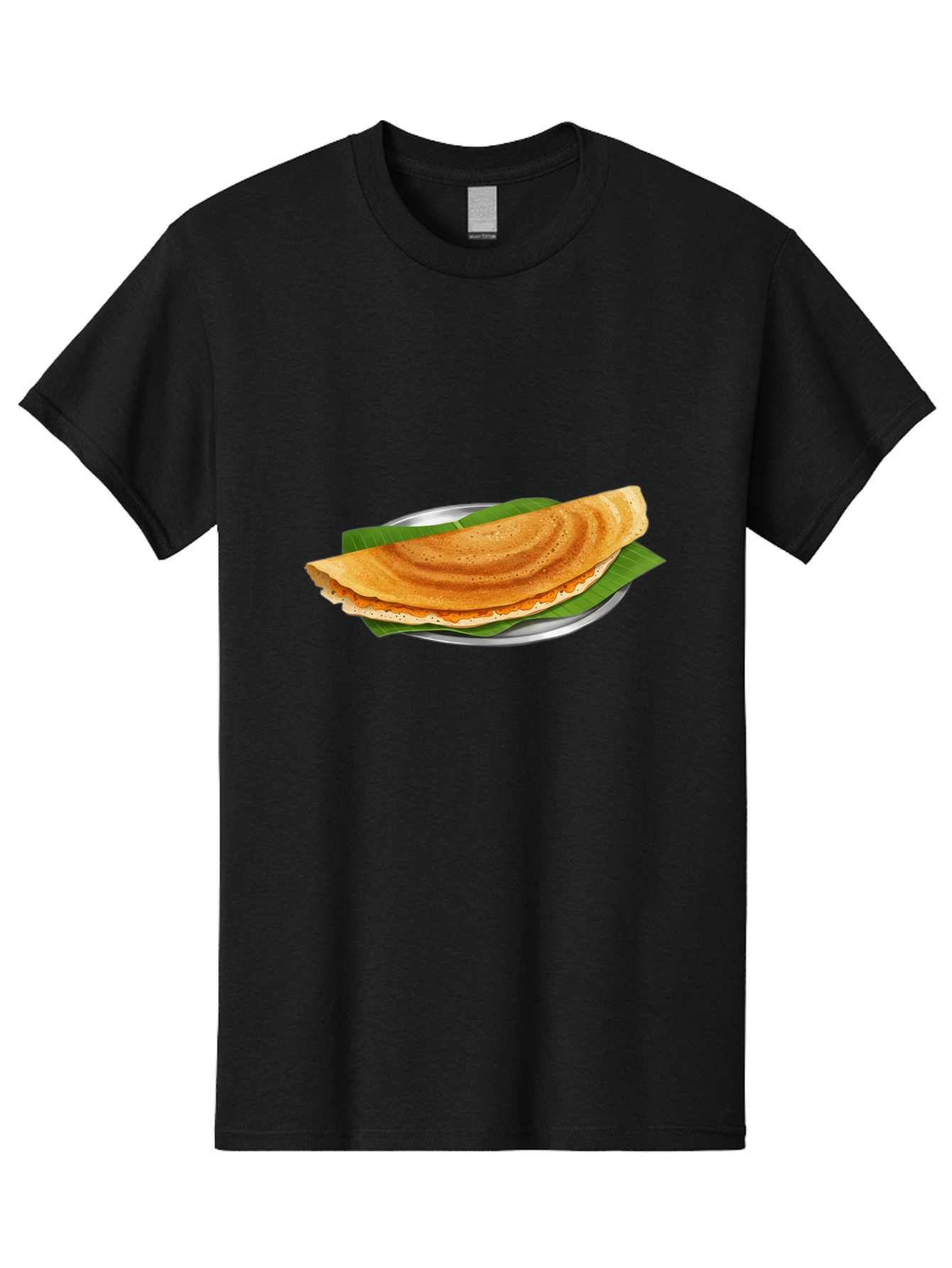 Masala-Dosa-1 Men'S Graphic Tee, 100% Cotton, Comfortable Casual Summer Wear, Machine Washable, South Indian Cuisine, Masala Dosa, Traditional Food, Fermented Crepe, Spicy Filling, Crispy Texture, Banana Leaf, Stainless Steel Plate, Baa970