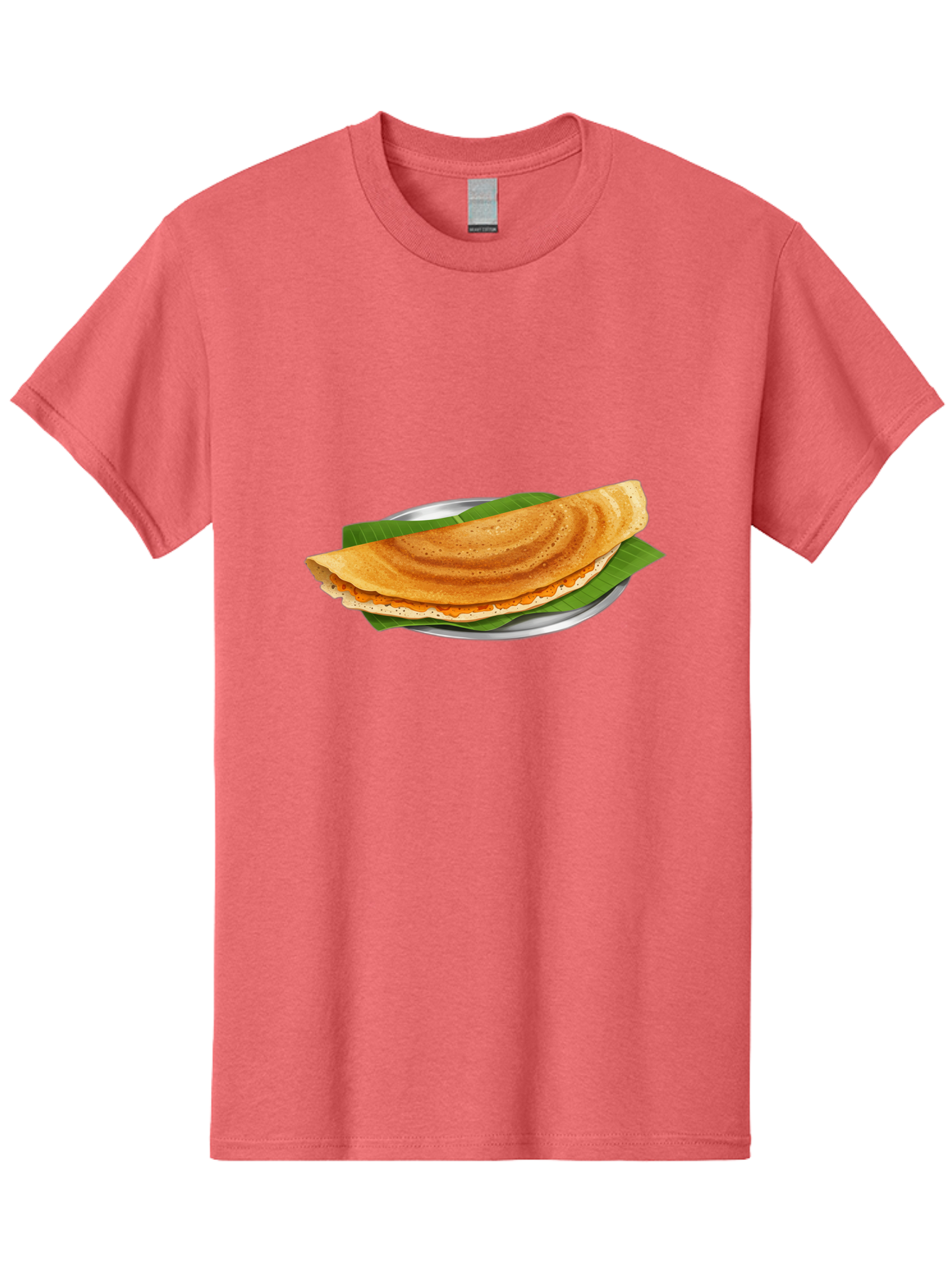 Masala-Dosa-1 Men'S Graphic Tee, 100% Cotton, Comfortable Casual Summer Wear, Machine Washable, South Indian Cuisine, Masala Dosa, Traditional Food, Fermented Crepe, Spicy Filling, Crispy Texture, Banana Leaf, Stainless Steel Plate, Baa970