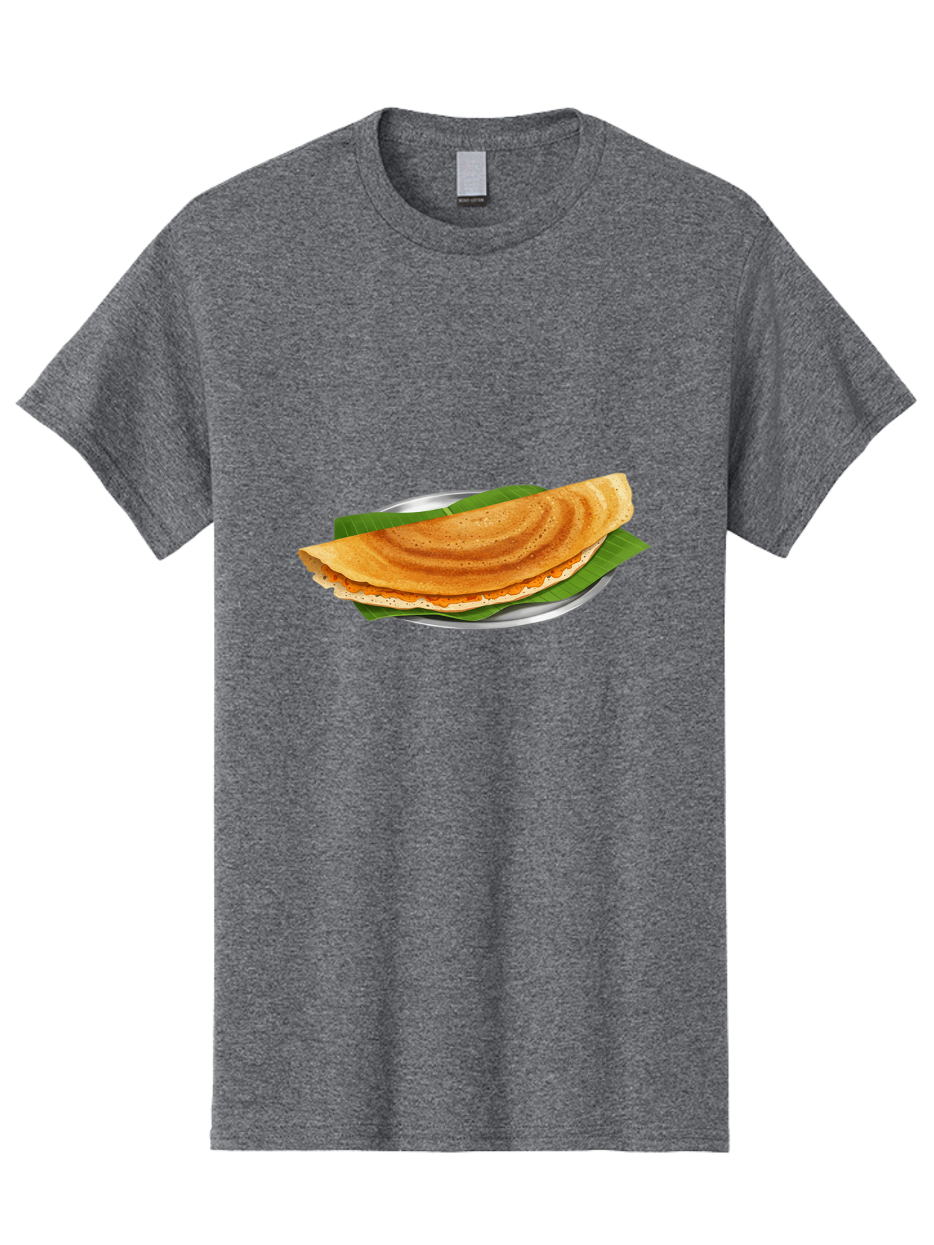Masala-Dosa-1 Men'S Graphic Tee, 100% Cotton, Comfortable Casual Summer Wear, Machine Washable, South Indian Cuisine, Masala Dosa, Traditional Food, Fermented Crepe, Spicy Filling, Crispy Texture, Banana Leaf, Stainless Steel Plate, Baa970