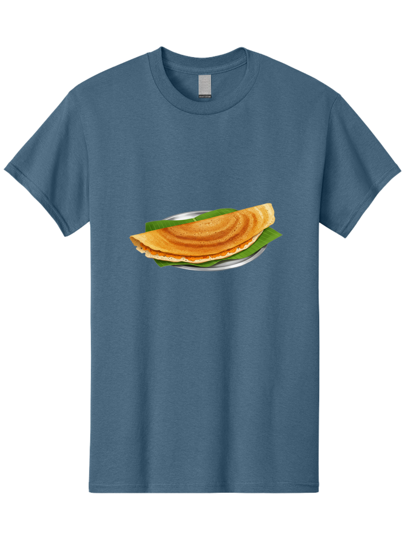 Masala-Dosa-1 Men'S Graphic Tee, 100% Cotton, Comfortable Casual Summer Wear, Machine Washable, South Indian Cuisine, Masala Dosa, Traditional Food, Fermented Crepe, Spicy Filling, Crispy Texture, Banana Leaf, Stainless Steel Plate, Baa970
