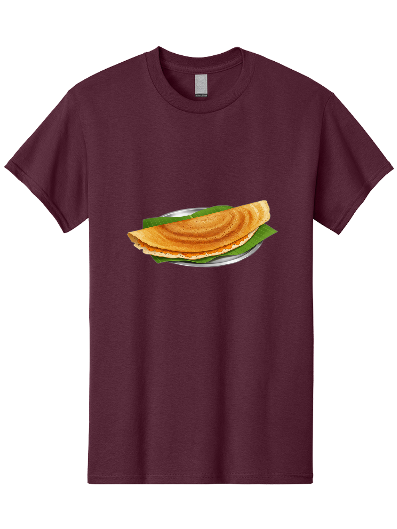 Masala-Dosa-1 Men'S Graphic Tee, 100% Cotton, Comfortable Casual Summer Wear, Machine Washable, South Indian Cuisine, Masala Dosa, Traditional Food, Fermented Crepe, Spicy Filling, Crispy Texture, Banana Leaf, Stainless Steel Plate, Baa970