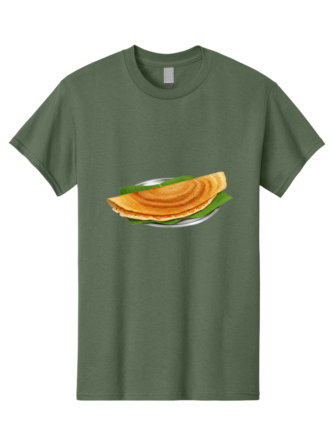 Masala-Dosa-1 Men'S Graphic Tee, 100% Cotton, Comfortable Casual Summer Wear, Machine Washable, South Indian Cuisine, Masala Dosa, Traditional Food, Fermented Crepe, Spicy Filling, Crispy Texture, Banana Leaf, Stainless Steel Plate, Baa970
