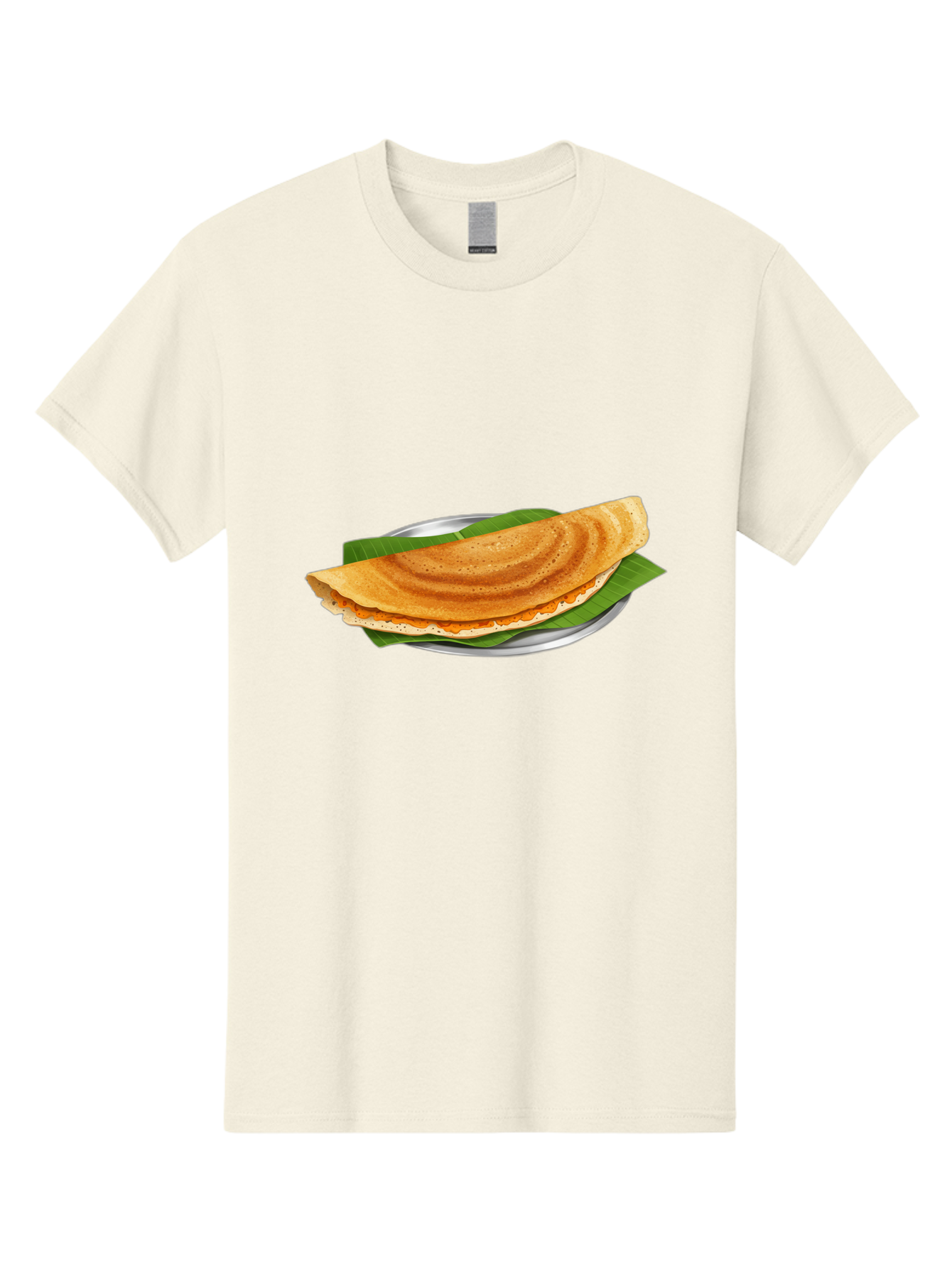Masala-Dosa-1 Men'S Graphic Tee, 100% Cotton, Comfortable Casual Summer Wear, Machine Washable, South Indian Cuisine, Masala Dosa, Traditional Food, Fermented Crepe, Spicy Filling, Crispy Texture, Banana Leaf, Stainless Steel Plate, Baa970