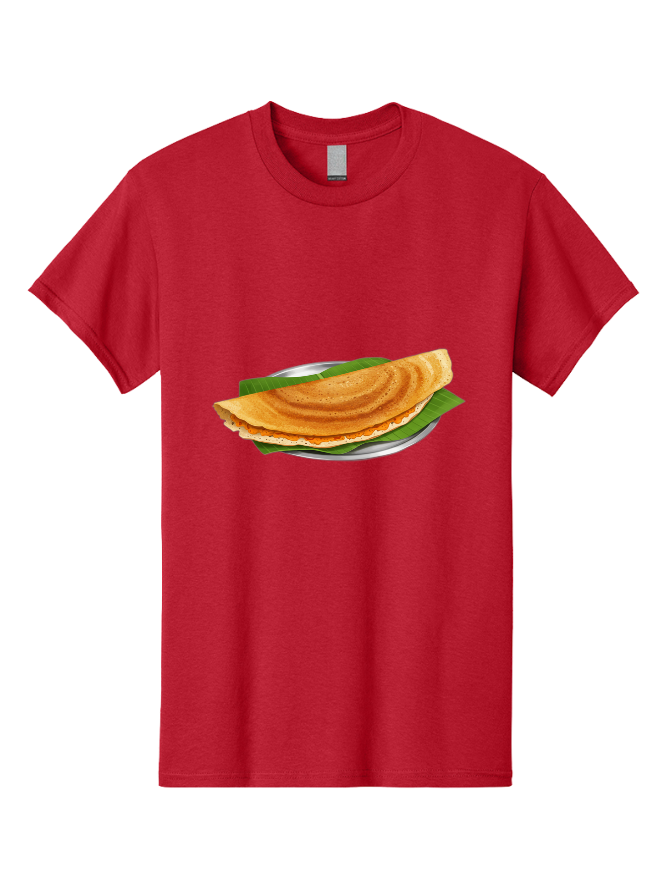 Masala-Dosa-1 Men'S Graphic Tee, 100% Cotton, Comfortable Casual Summer Wear, Machine Washable, South Indian Cuisine, Masala Dosa, Traditional Food, Fermented Crepe, Spicy Filling, Crispy Texture, Banana Leaf, Stainless Steel Plate, Baa970