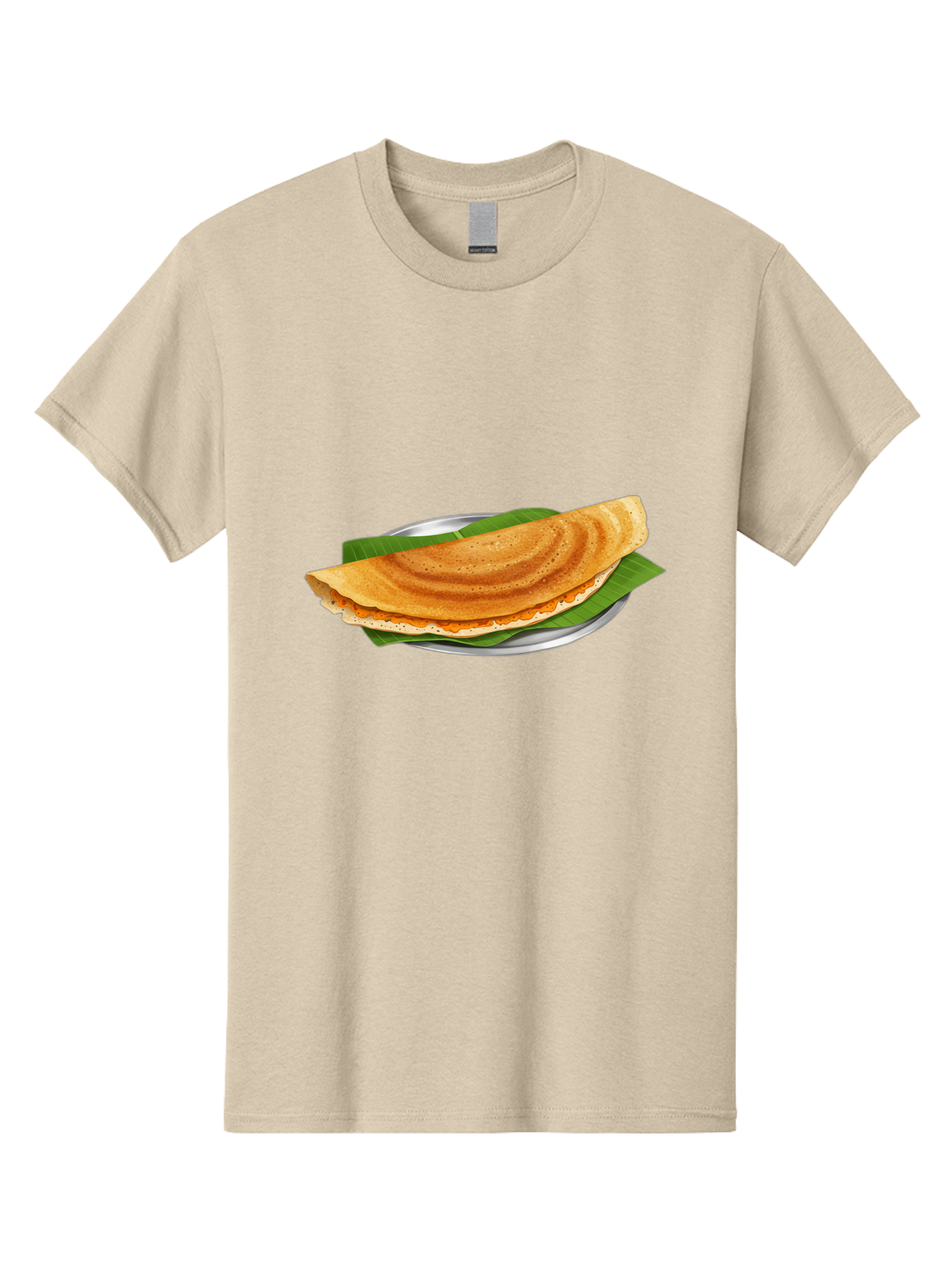 Masala-Dosa-1 Men'S Graphic Tee, 100% Cotton, Comfortable Casual Summer Wear, Machine Washable, South Indian Cuisine, Masala Dosa, Traditional Food, Fermented Crepe, Spicy Filling, Crispy Texture, Banana Leaf, Stainless Steel Plate, Baa970