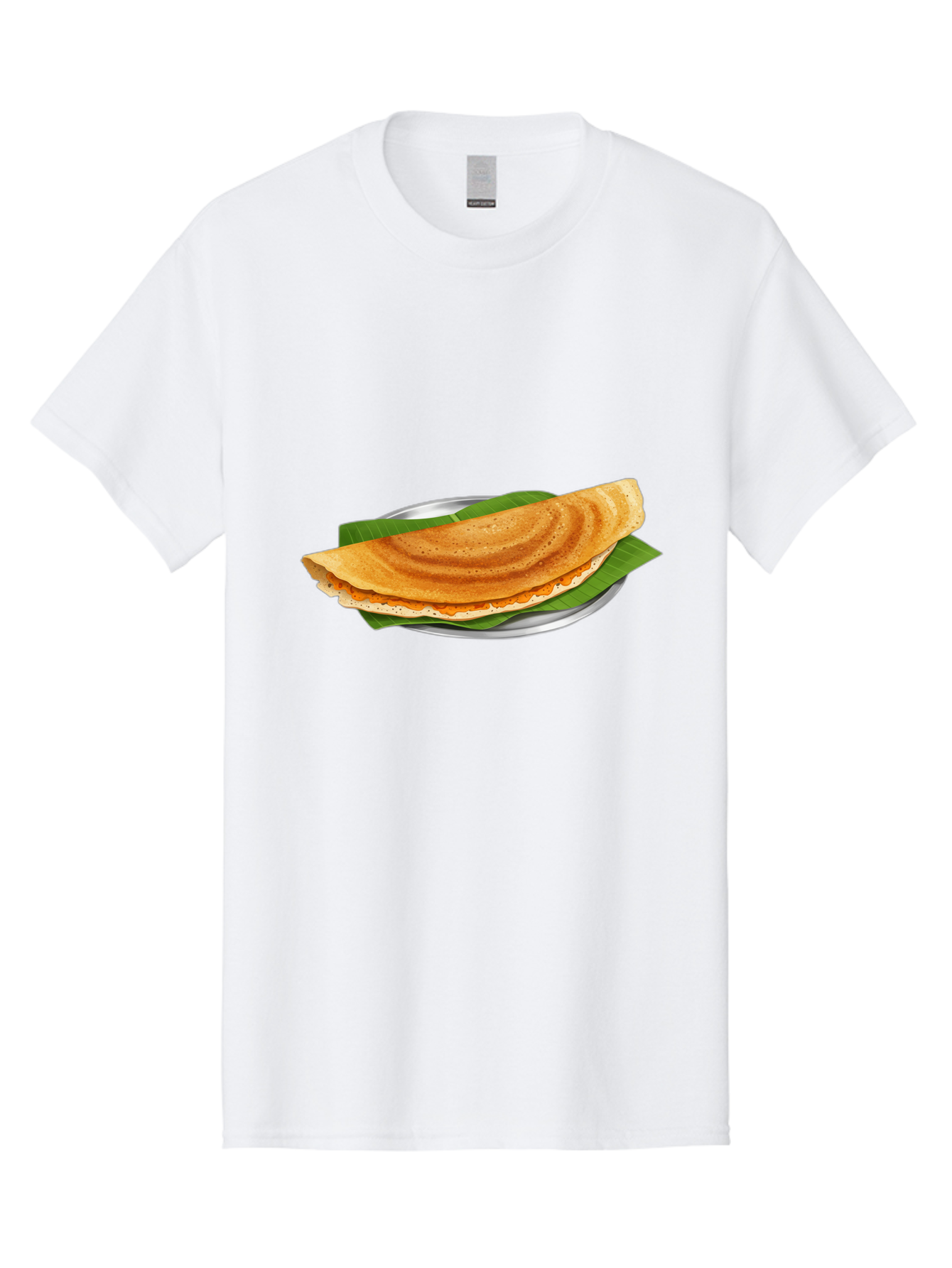 Masala-Dosa-1 Men'S Graphic Tee, 100% Cotton, Comfortable Casual Summer Wear, Machine Washable, South Indian Cuisine, Masala Dosa, Traditional Food, Fermented Crepe, Spicy Filling, Crispy Texture, Banana Leaf, Stainless Steel Plate, Baa970