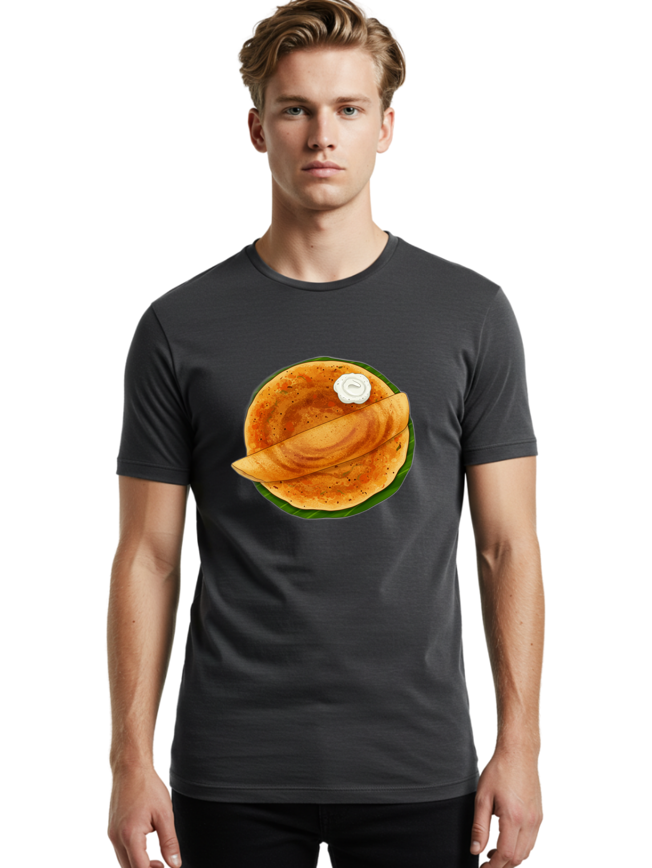 Masala-Dosa-10 Men'S Graphic Tee, 100% Cotton, Comfortable Casual Summer Wear, Machine Washable, South Indian Cuisine, Traditional Breakfast, Fermented Rice, Black Lentils, Crispy Dosa, Chutney, Savory Flavors, Indian Food, Dosa Recipe, Baa971