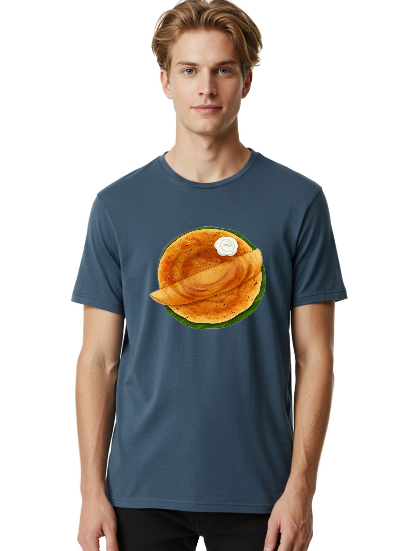 Masala-Dosa-10 Men'S Graphic Tee, 100% Cotton, Comfortable Casual Summer Wear, Machine Washable, South Indian Cuisine, Traditional Breakfast, Fermented Rice, Black Lentils, Crispy Dosa, Chutney, Savory Flavors, Indian Food, Dosa Recipe, Baa971