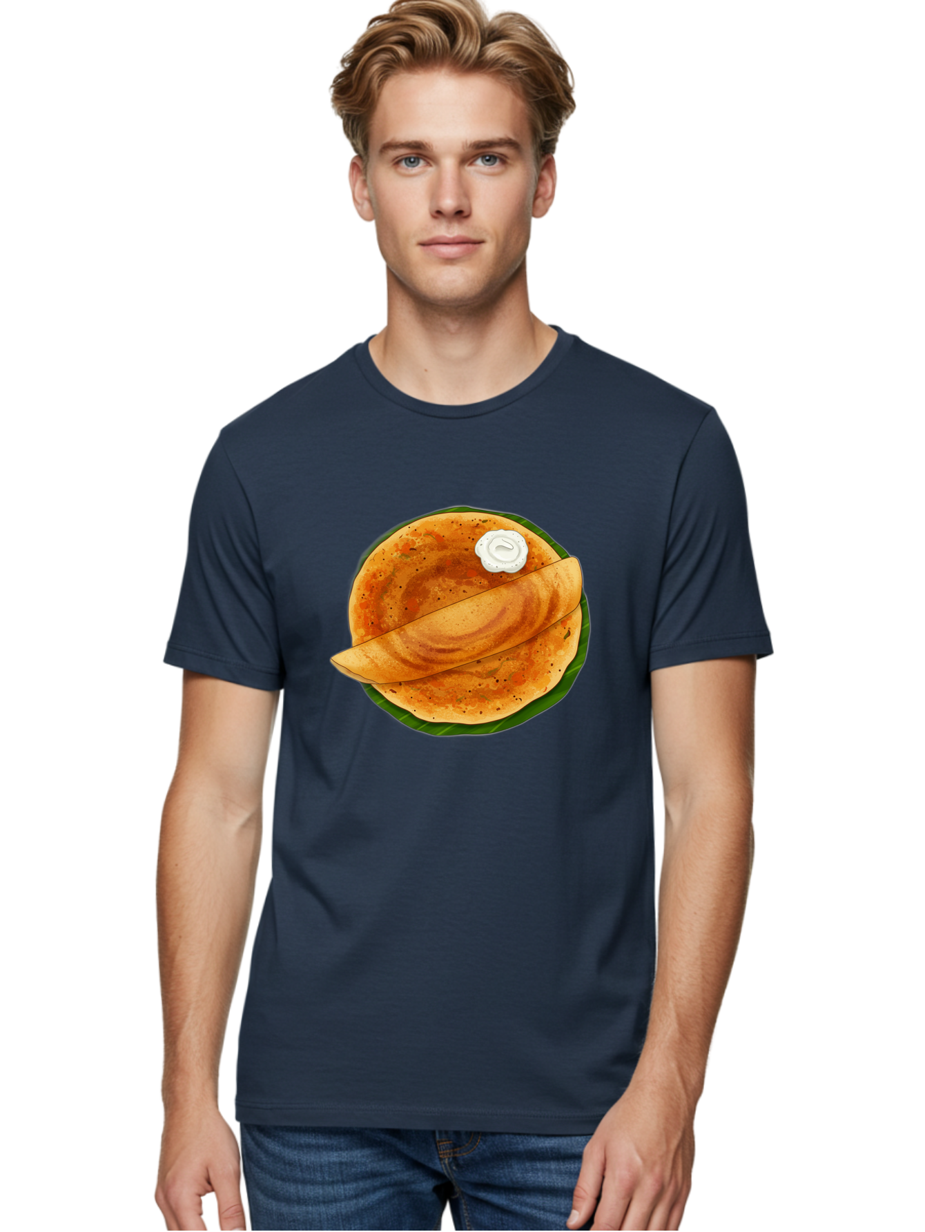 Masala-Dosa-10 Men'S Graphic Tee, 100% Cotton, Comfortable Casual Summer Wear, Machine Washable, South Indian Cuisine, Traditional Breakfast, Fermented Rice, Black Lentils, Crispy Dosa, Chutney, Savory Flavors, Indian Food, Dosa Recipe, Baa971