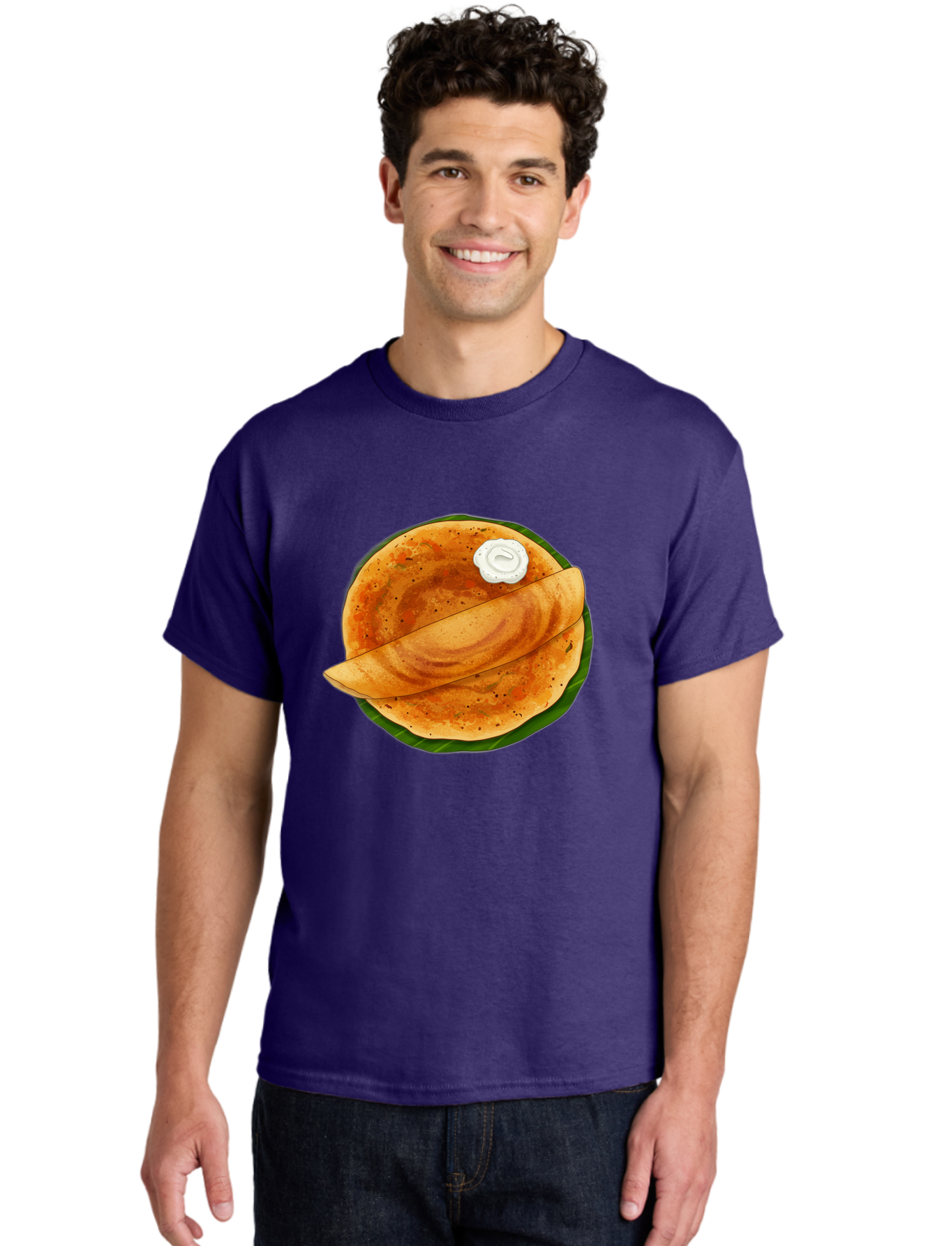 Masala-Dosa-10 Men'S Graphic Tee, 100% Cotton, Comfortable Casual Summer Wear, Machine Washable, South Indian Cuisine, Traditional Breakfast, Fermented Rice, Black Lentils, Crispy Dosa, Chutney, Savory Flavors, Indian Food, Dosa Recipe, Baa971