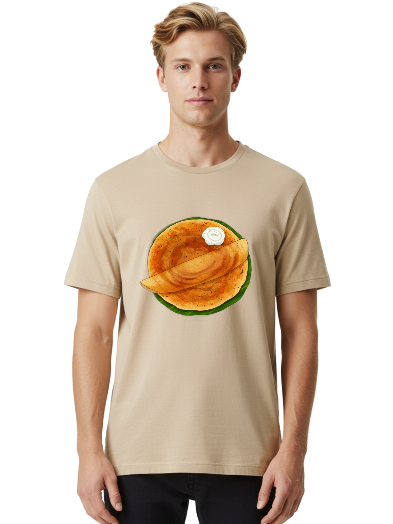 Masala-Dosa-10 Men'S Graphic Tee, 100% Cotton, Comfortable Casual Summer Wear, Machine Washable, South Indian Cuisine, Traditional Breakfast, Fermented Rice, Black Lentils, Crispy Dosa, Chutney, Savory Flavors, Indian Food, Dosa Recipe, Baa971