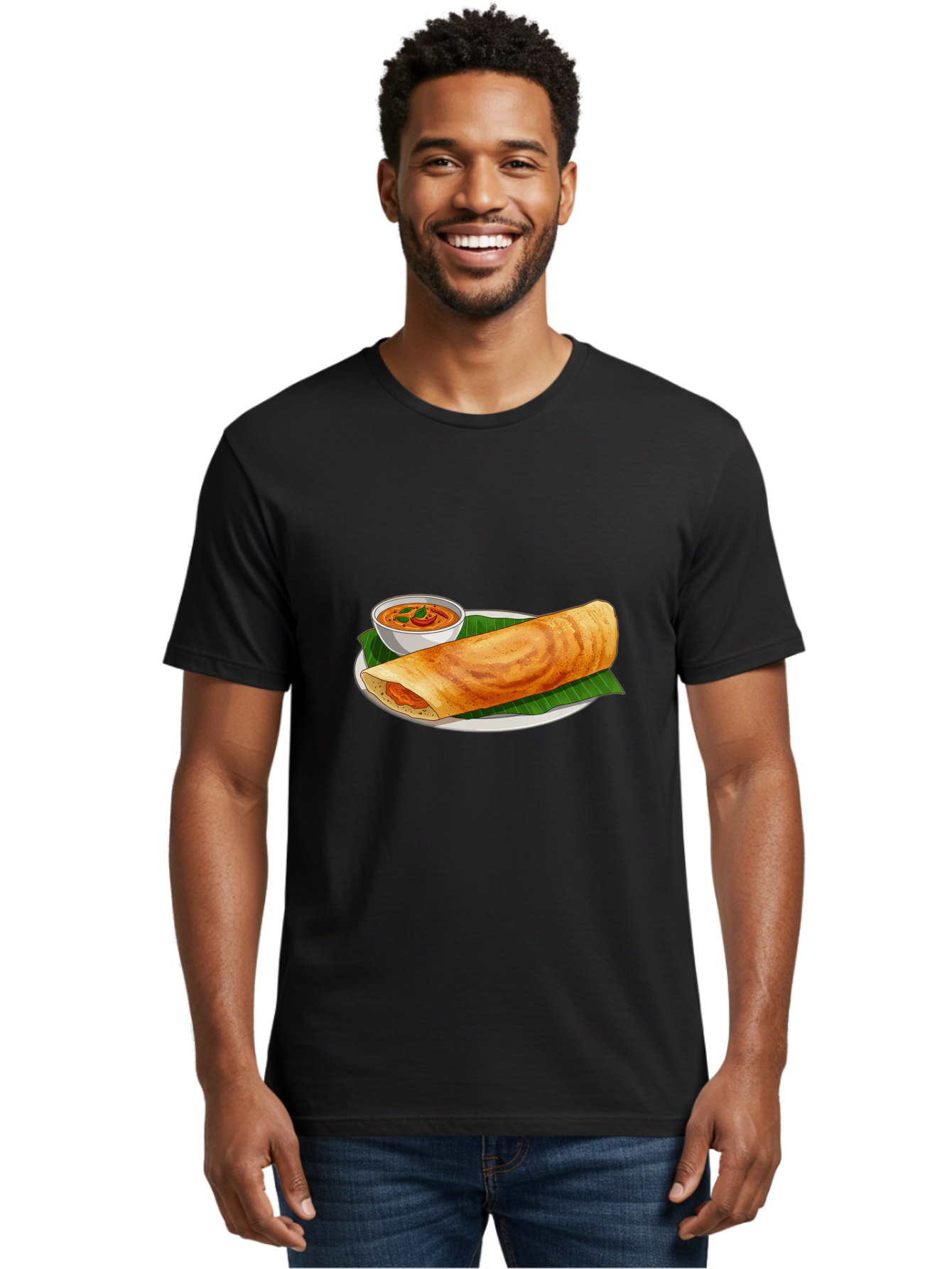 Masala-Dosa-11 Men'S Graphic Tee, 100% Cotton, Comfortable Casual Summer Wear, Machine Washable, South Indian Cuisine, Traditional Breakfast, Masala Dosa, Dosa With Chutney, Savory Crepe, Indian Street Food, Delicious Meal, Flavorful Spices, Baa972