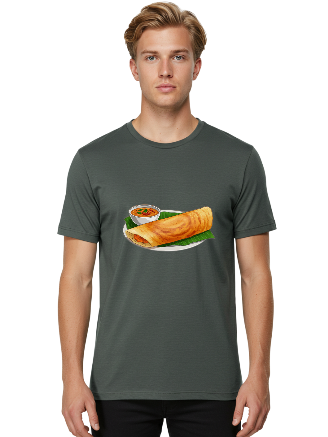 Masala-Dosa-11 Men'S Graphic Tee, 100% Cotton, Comfortable Casual Summer Wear, Machine Washable, South Indian Cuisine, Traditional Breakfast, Masala Dosa, Dosa With Chutney, Savory Crepe, Indian Street Food, Delicious Meal, Flavorful Spices, Baa972