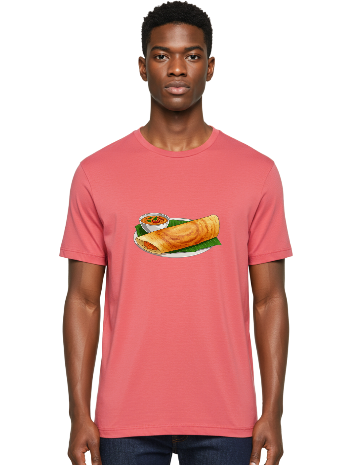 Masala-Dosa-11 Men'S Graphic Tee, 100% Cotton, Comfortable Casual Summer Wear, Machine Washable, South Indian Cuisine, Traditional Breakfast, Masala Dosa, Dosa With Chutney, Savory Crepe, Indian Street Food, Delicious Meal, Flavorful Spices, Baa972