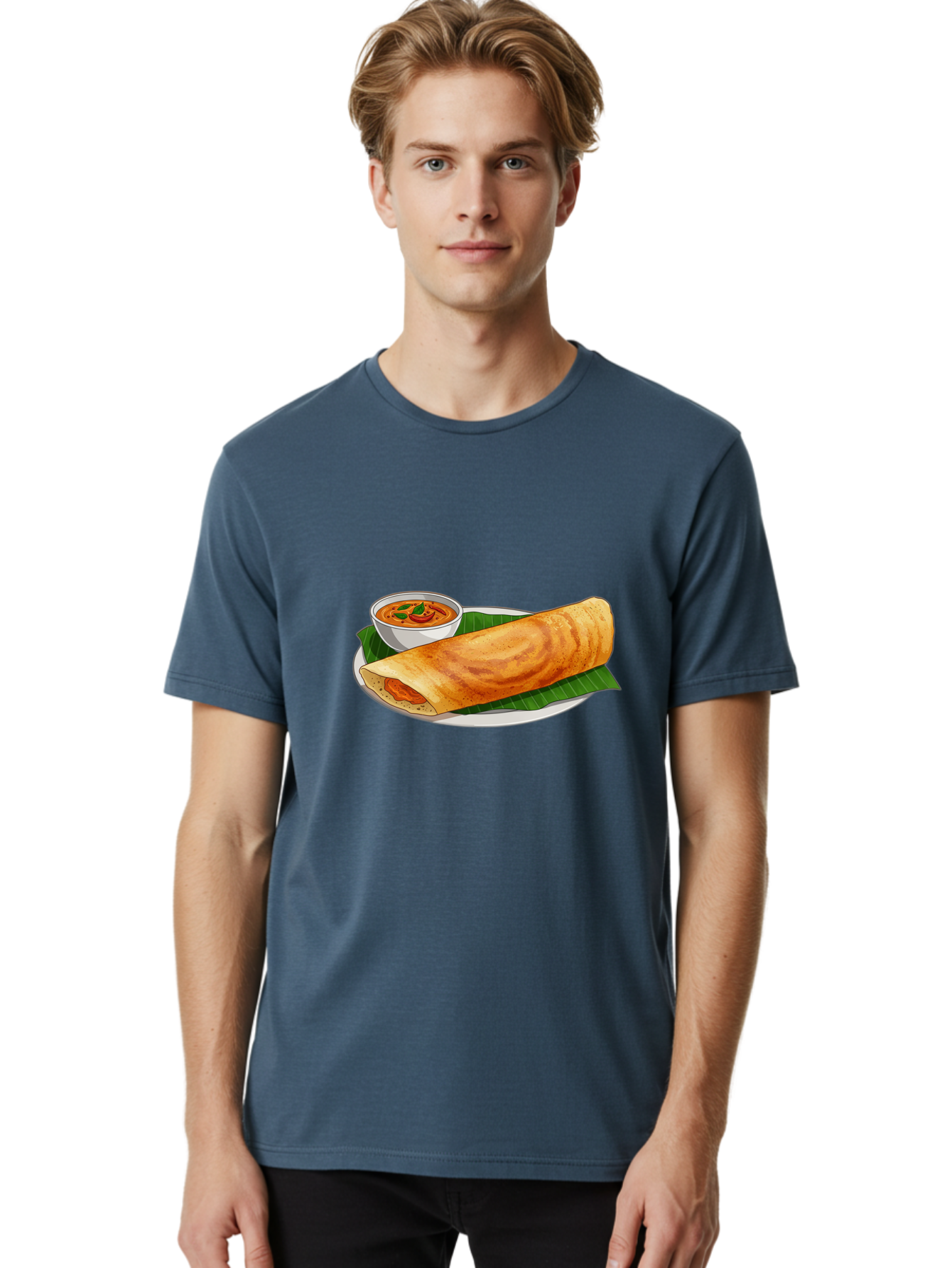 Masala-Dosa-11 Men'S Graphic Tee, 100% Cotton, Comfortable Casual Summer Wear, Machine Washable, South Indian Cuisine, Traditional Breakfast, Masala Dosa, Dosa With Chutney, Savory Crepe, Indian Street Food, Delicious Meal, Flavorful Spices, Baa972