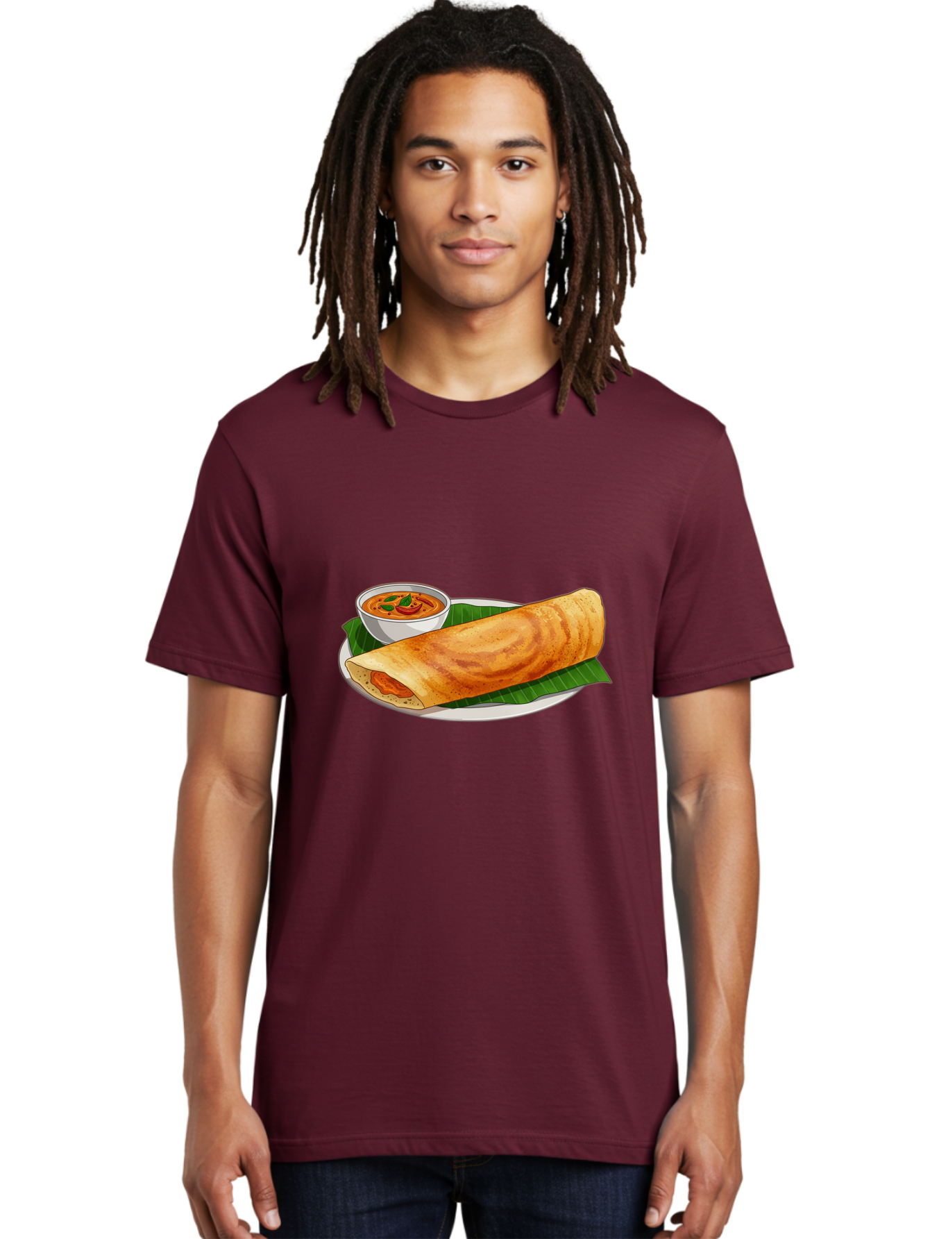 Masala-Dosa-11 Men'S Graphic Tee, 100% Cotton, Comfortable Casual Summer Wear, Machine Washable, South Indian Cuisine, Traditional Breakfast, Masala Dosa, Dosa With Chutney, Savory Crepe, Indian Street Food, Delicious Meal, Flavorful Spices, Baa972