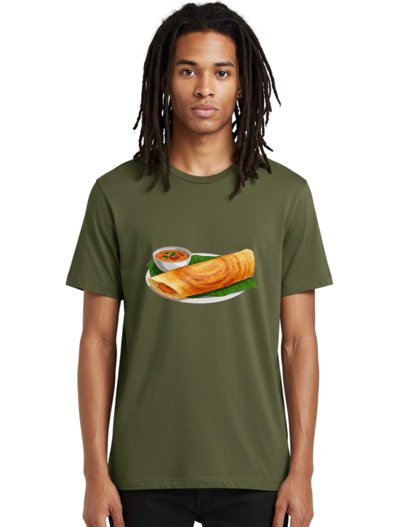 Masala-Dosa-11 Men'S Graphic Tee, 100% Cotton, Comfortable Casual Summer Wear, Machine Washable, South Indian Cuisine, Traditional Breakfast, Masala Dosa, Dosa With Chutney, Savory Crepe, Indian Street Food, Delicious Meal, Flavorful Spices, Baa972