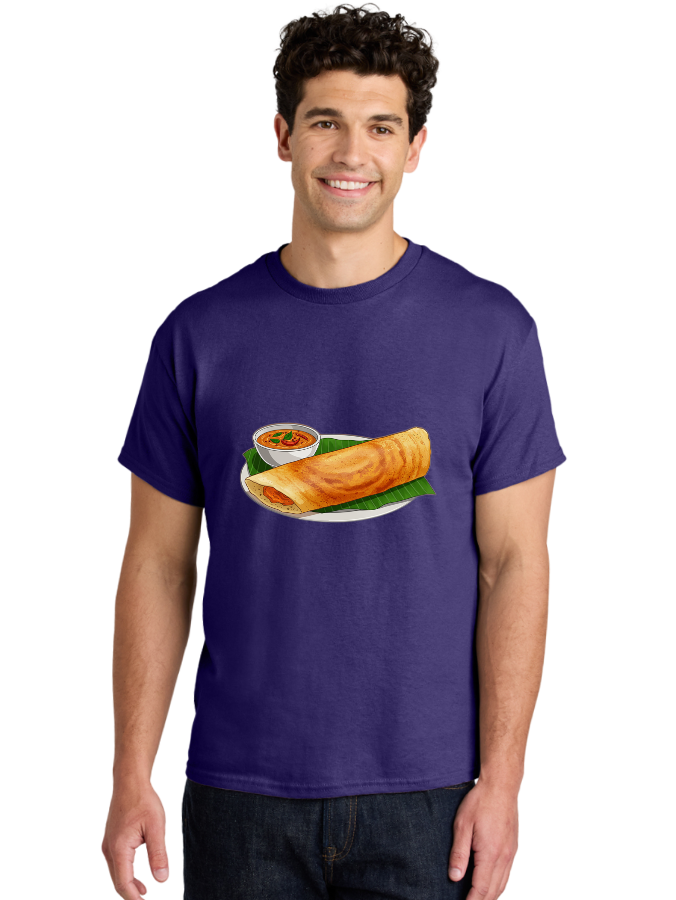 Masala-Dosa-11 Men'S Graphic Tee, 100% Cotton, Comfortable Casual Summer Wear, Machine Washable, South Indian Cuisine, Traditional Breakfast, Masala Dosa, Dosa With Chutney, Savory Crepe, Indian Street Food, Delicious Meal, Flavorful Spices, Baa972