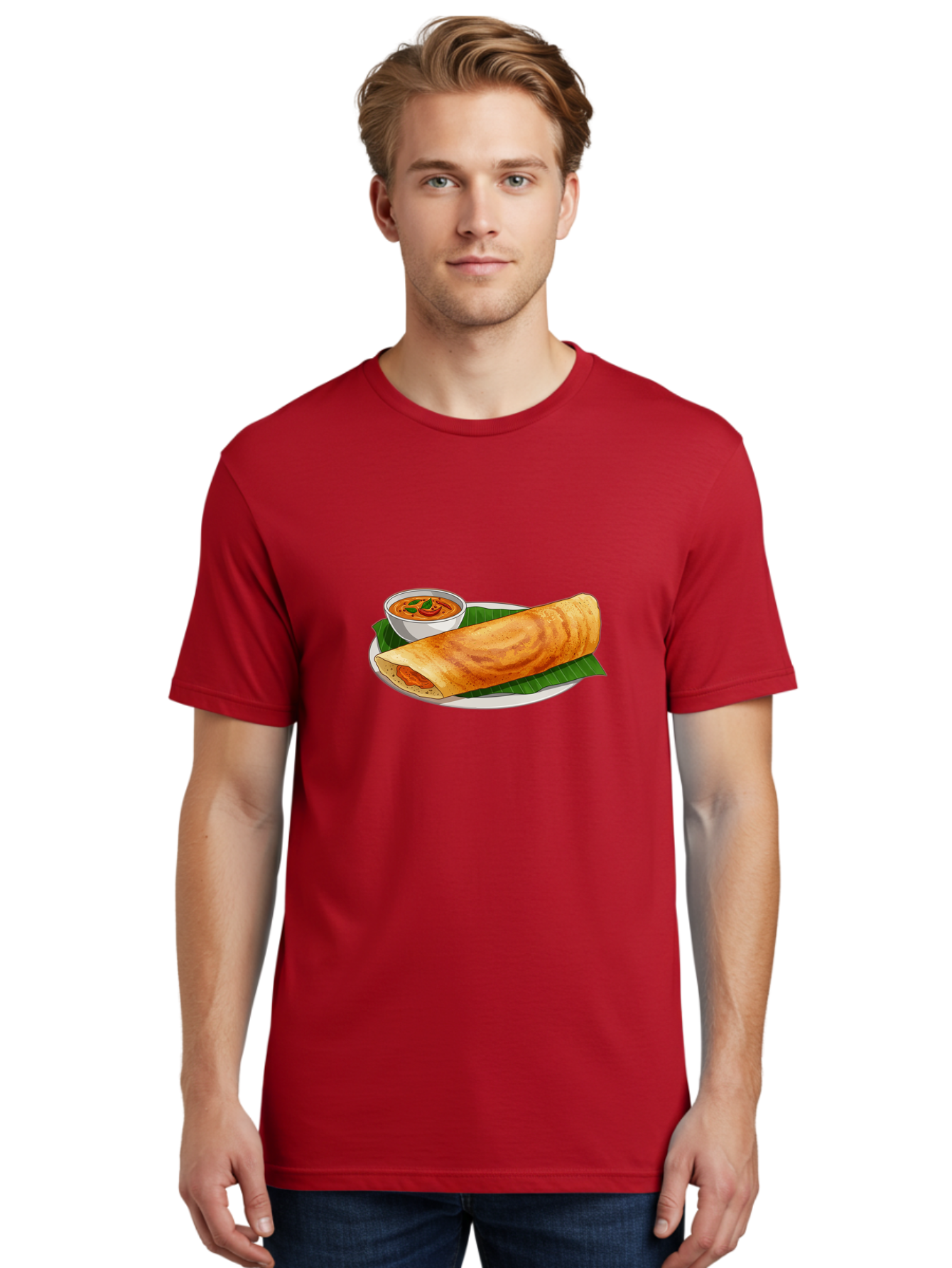 Masala-Dosa-11 Men'S Graphic Tee, 100% Cotton, Comfortable Casual Summer Wear, Machine Washable, South Indian Cuisine, Traditional Breakfast, Masala Dosa, Dosa With Chutney, Savory Crepe, Indian Street Food, Delicious Meal, Flavorful Spices, Baa972