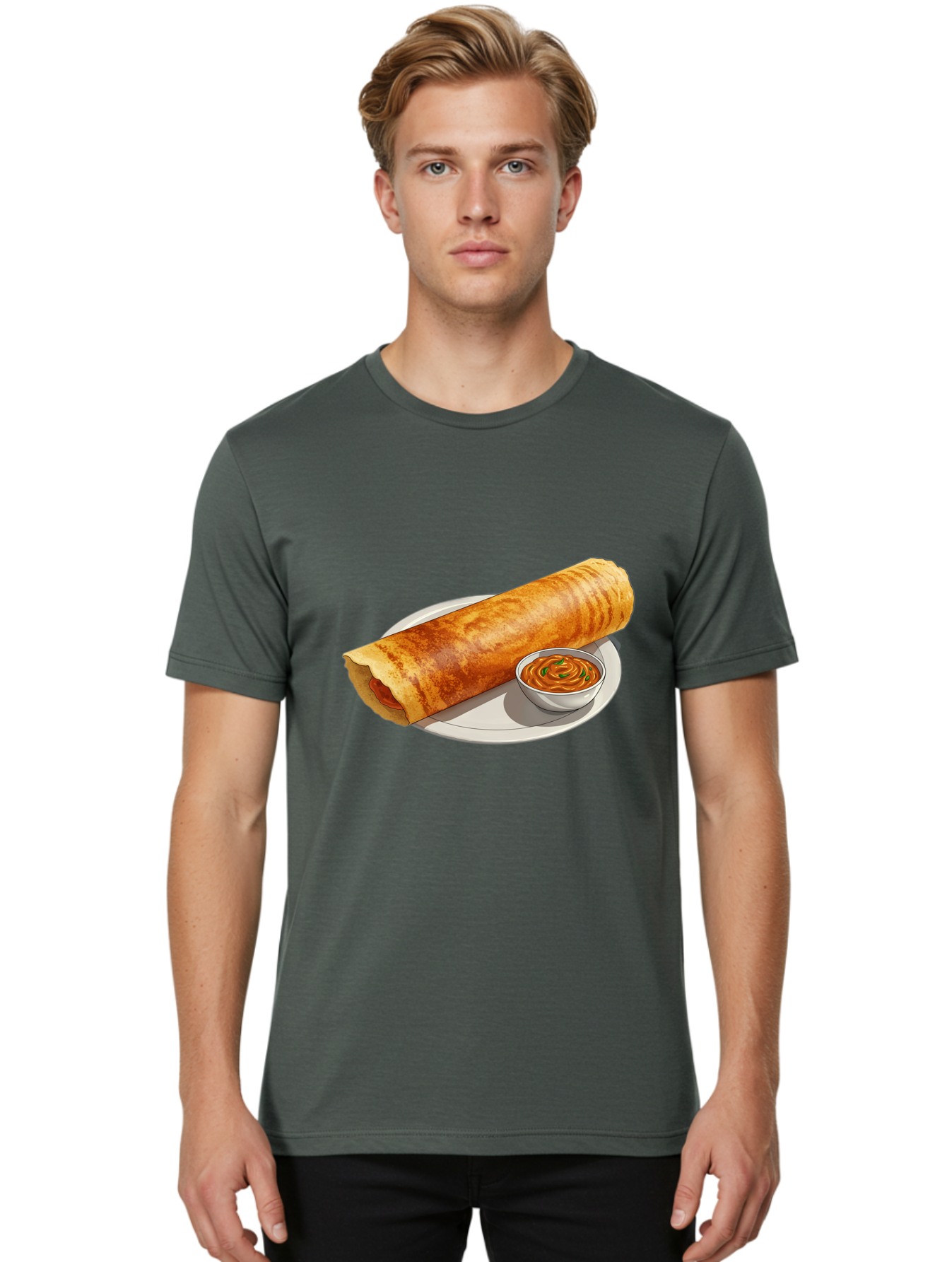 Masala-Dosa-12 Men'S Graphic Tee, 100% Cotton, Comfortable Casual Summer Wear, Machine Washable, South Indian Cuisine, Masala Dosa, Crepe, Fermented Rice, Savory Dish, Chutney, Spicy Food, Traditional Recipe Baa973