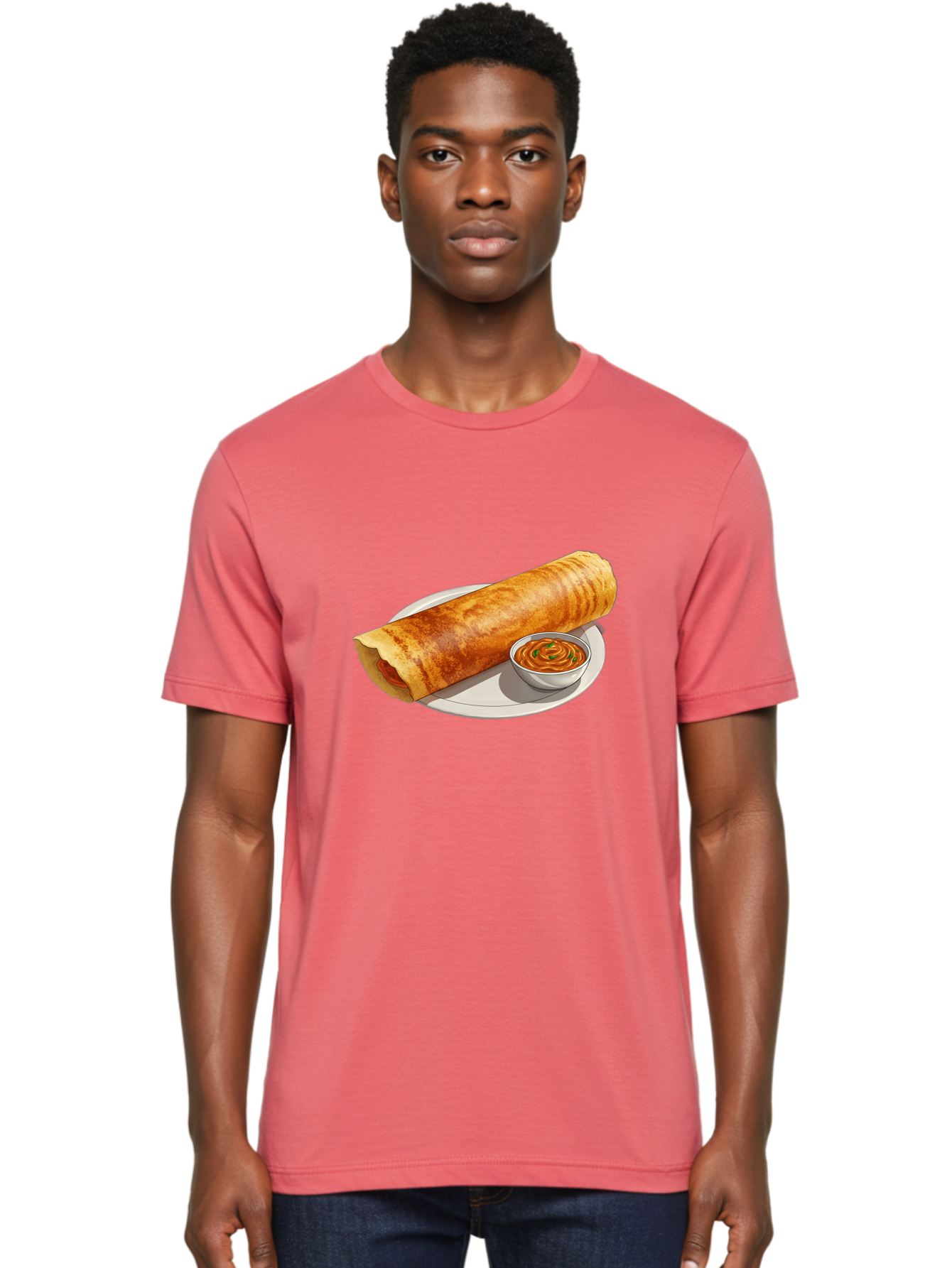 Masala-Dosa-12 Men'S Graphic Tee, 100% Cotton, Comfortable Casual Summer Wear, Machine Washable, South Indian Cuisine, Masala Dosa, Crepe, Fermented Rice, Savory Dish, Chutney, Spicy Food, Traditional Recipe Baa973
