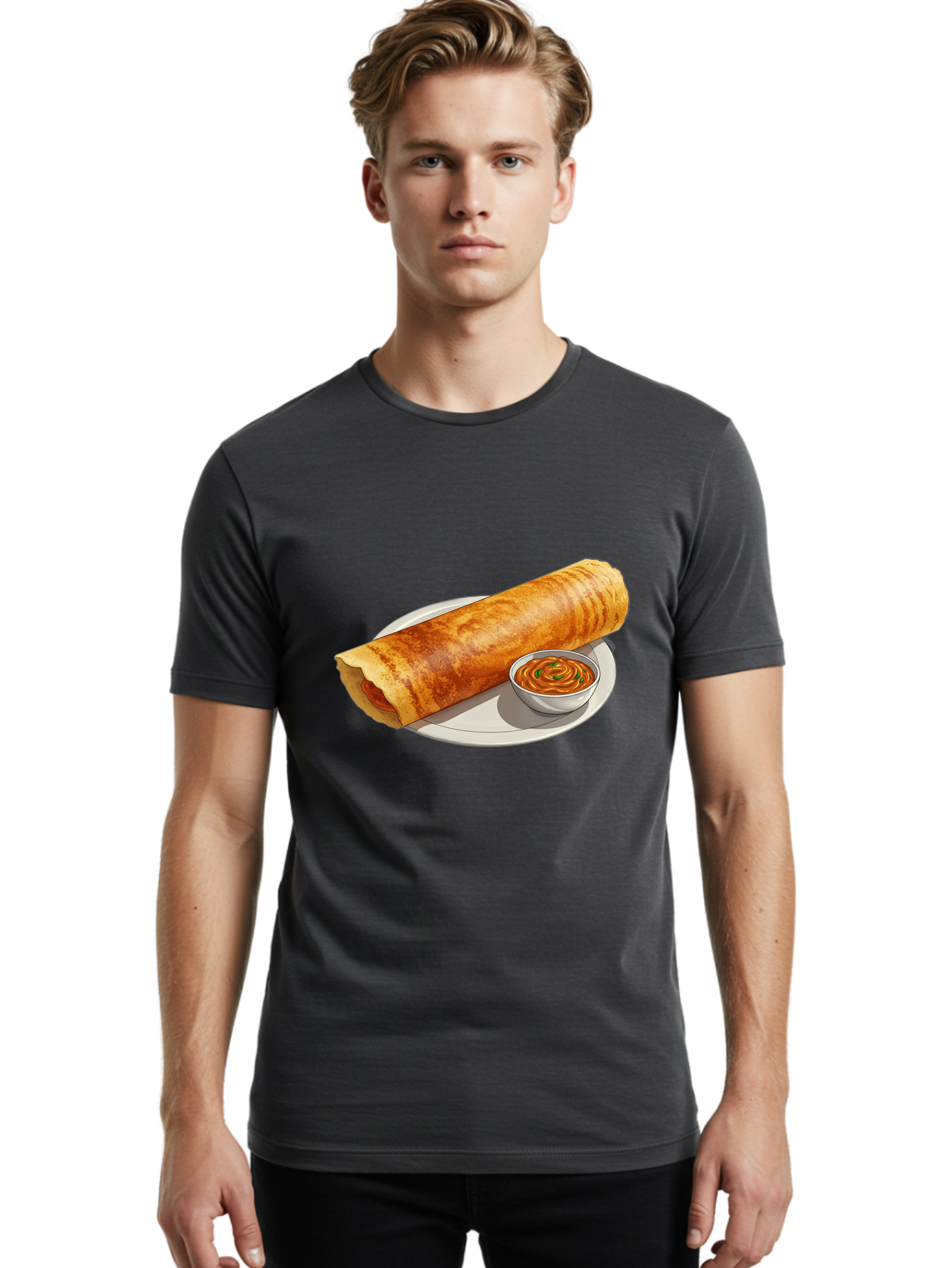 Masala-Dosa-12 Men'S Graphic Tee, 100% Cotton, Comfortable Casual Summer Wear, Machine Washable, South Indian Cuisine, Masala Dosa, Crepe, Fermented Rice, Savory Dish, Chutney, Spicy Food, Traditional Recipe Baa973