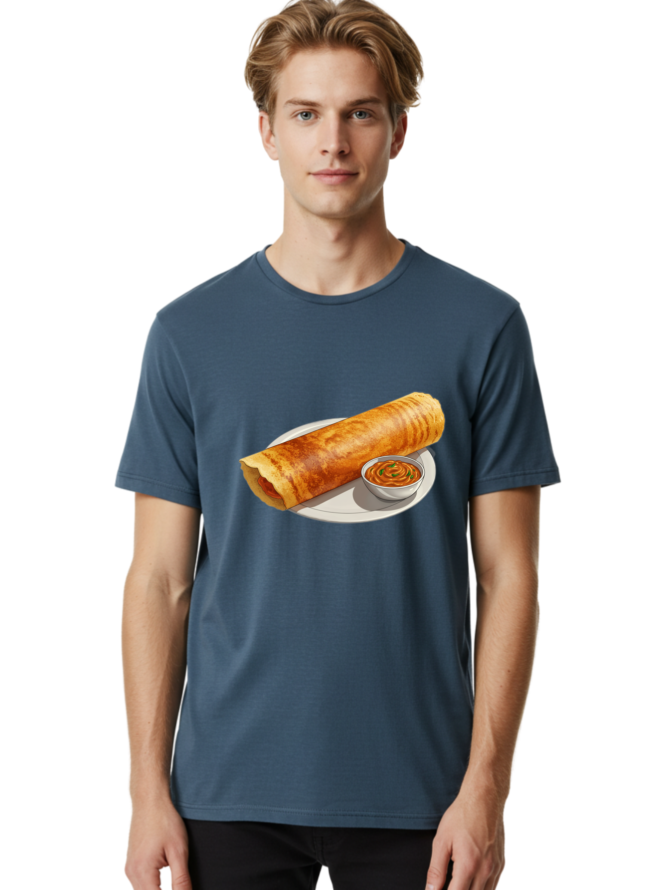 Masala-Dosa-12 Men'S Graphic Tee, 100% Cotton, Comfortable Casual Summer Wear, Machine Washable, South Indian Cuisine, Masala Dosa, Crepe, Fermented Rice, Savory Dish, Chutney, Spicy Food, Traditional Recipe Baa973