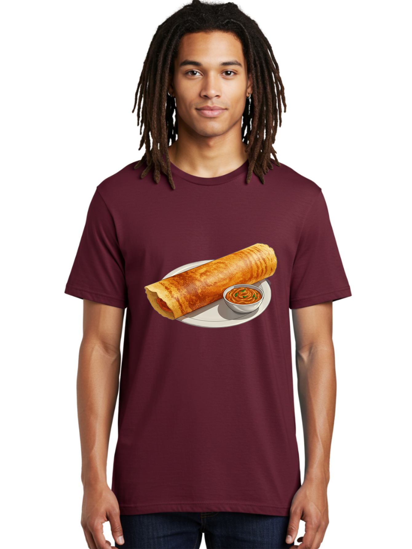 Masala-Dosa-12 Men'S Graphic Tee, 100% Cotton, Comfortable Casual Summer Wear, Machine Washable, South Indian Cuisine, Masala Dosa, Crepe, Fermented Rice, Savory Dish, Chutney, Spicy Food, Traditional Recipe Baa973
