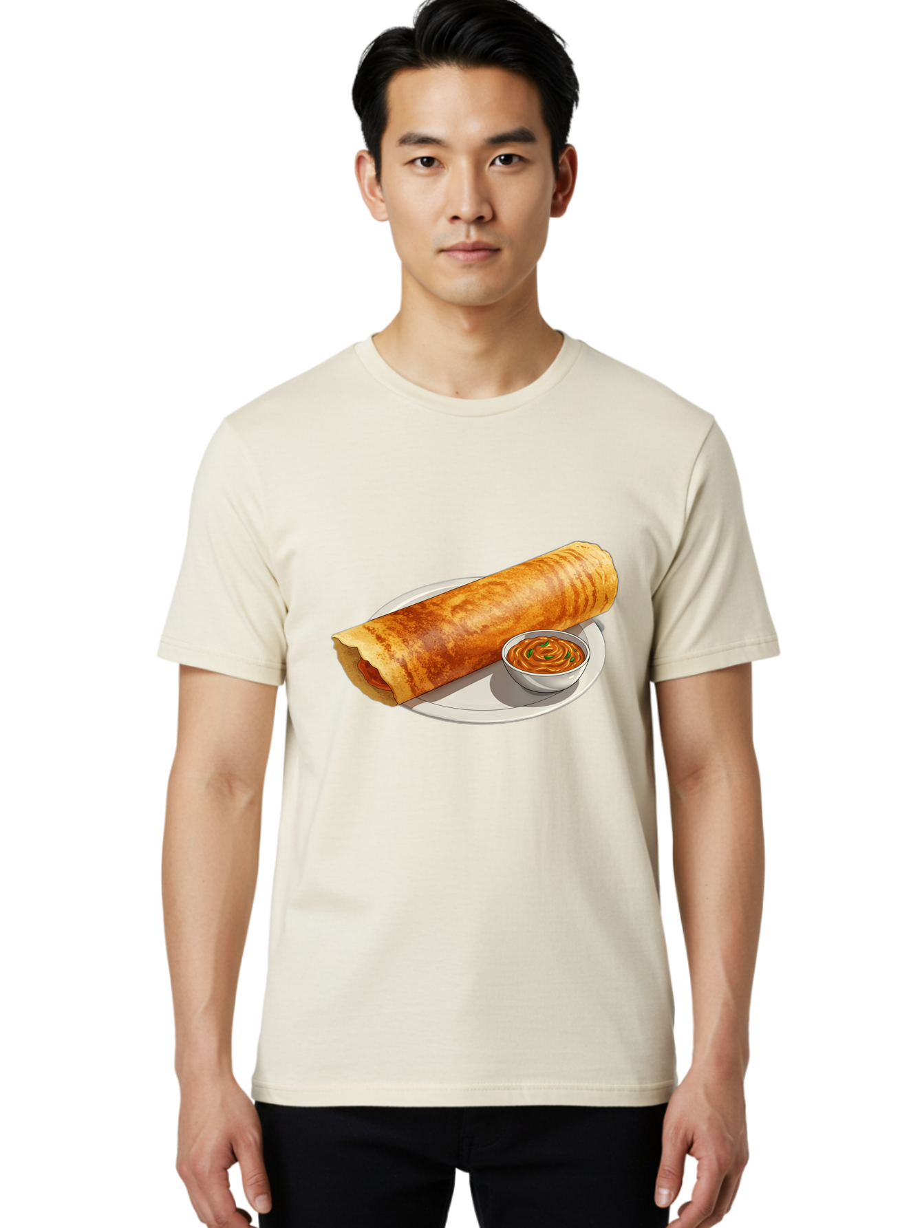 Masala-Dosa-12 Men'S Graphic Tee, 100% Cotton, Comfortable Casual Summer Wear, Machine Washable, South Indian Cuisine, Masala Dosa, Crepe, Fermented Rice, Savory Dish, Chutney, Spicy Food, Traditional Recipe Baa973