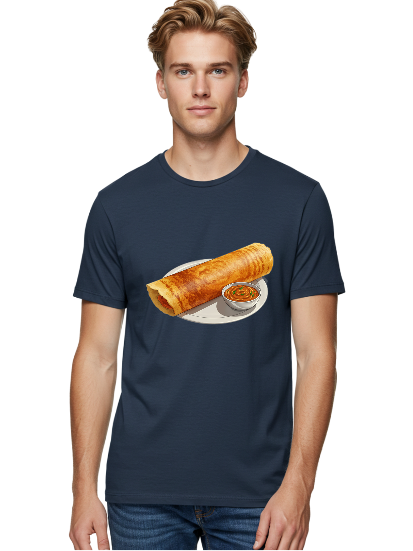 Masala-Dosa-12 Men'S Graphic Tee, 100% Cotton, Comfortable Casual Summer Wear, Machine Washable, South Indian Cuisine, Masala Dosa, Crepe, Fermented Rice, Savory Dish, Chutney, Spicy Food, Traditional Recipe Baa973