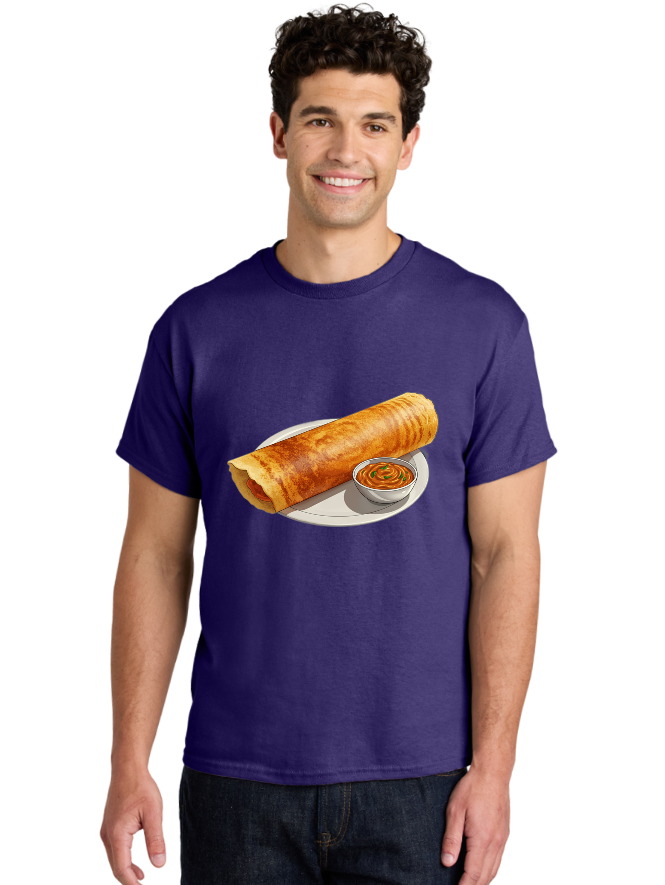 Masala-Dosa-12 Men'S Graphic Tee, 100% Cotton, Comfortable Casual Summer Wear, Machine Washable, South Indian Cuisine, Masala Dosa, Crepe, Fermented Rice, Savory Dish, Chutney, Spicy Food, Traditional Recipe Baa973